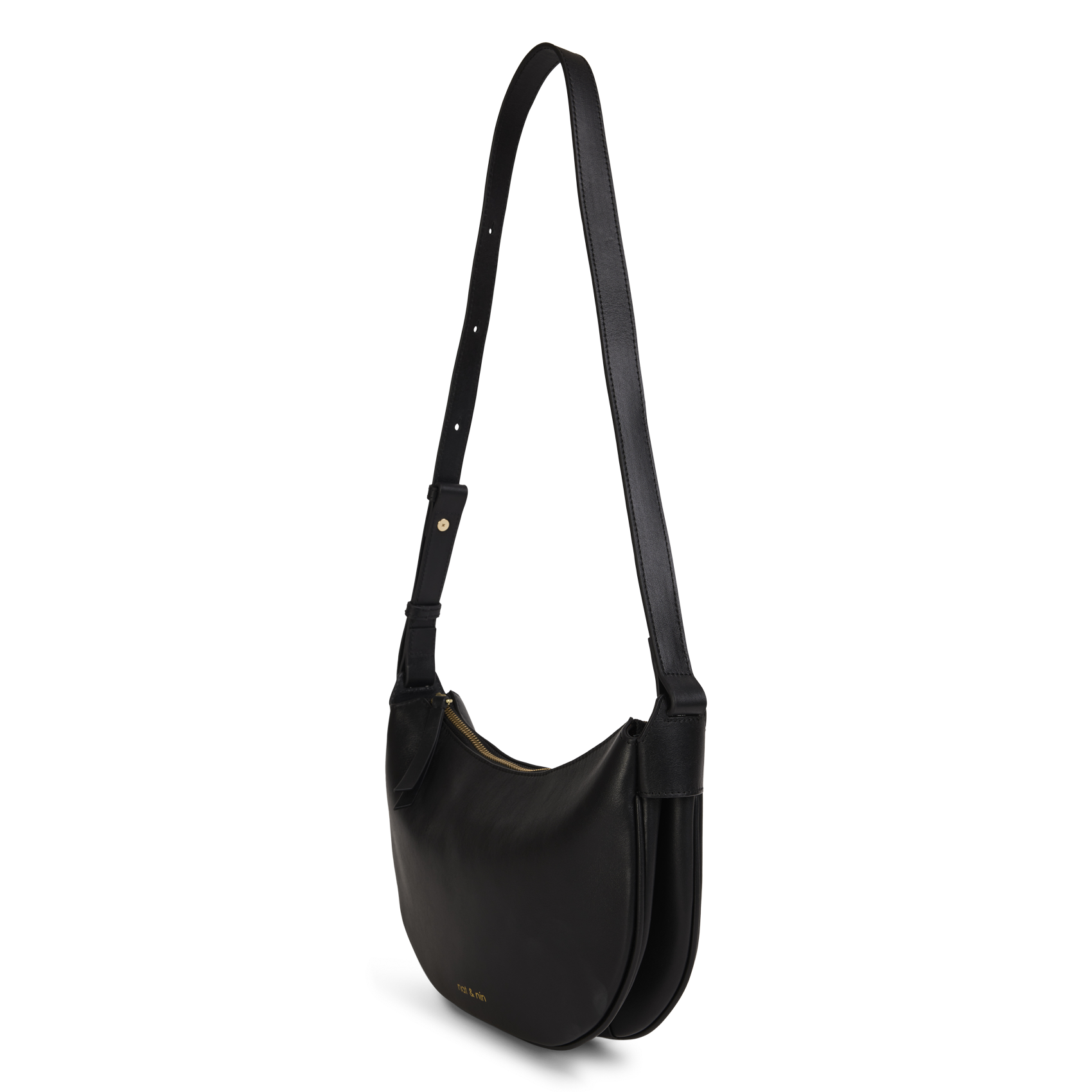 Sac bandoulière demi-lune en cuir NAT & NIN Noir