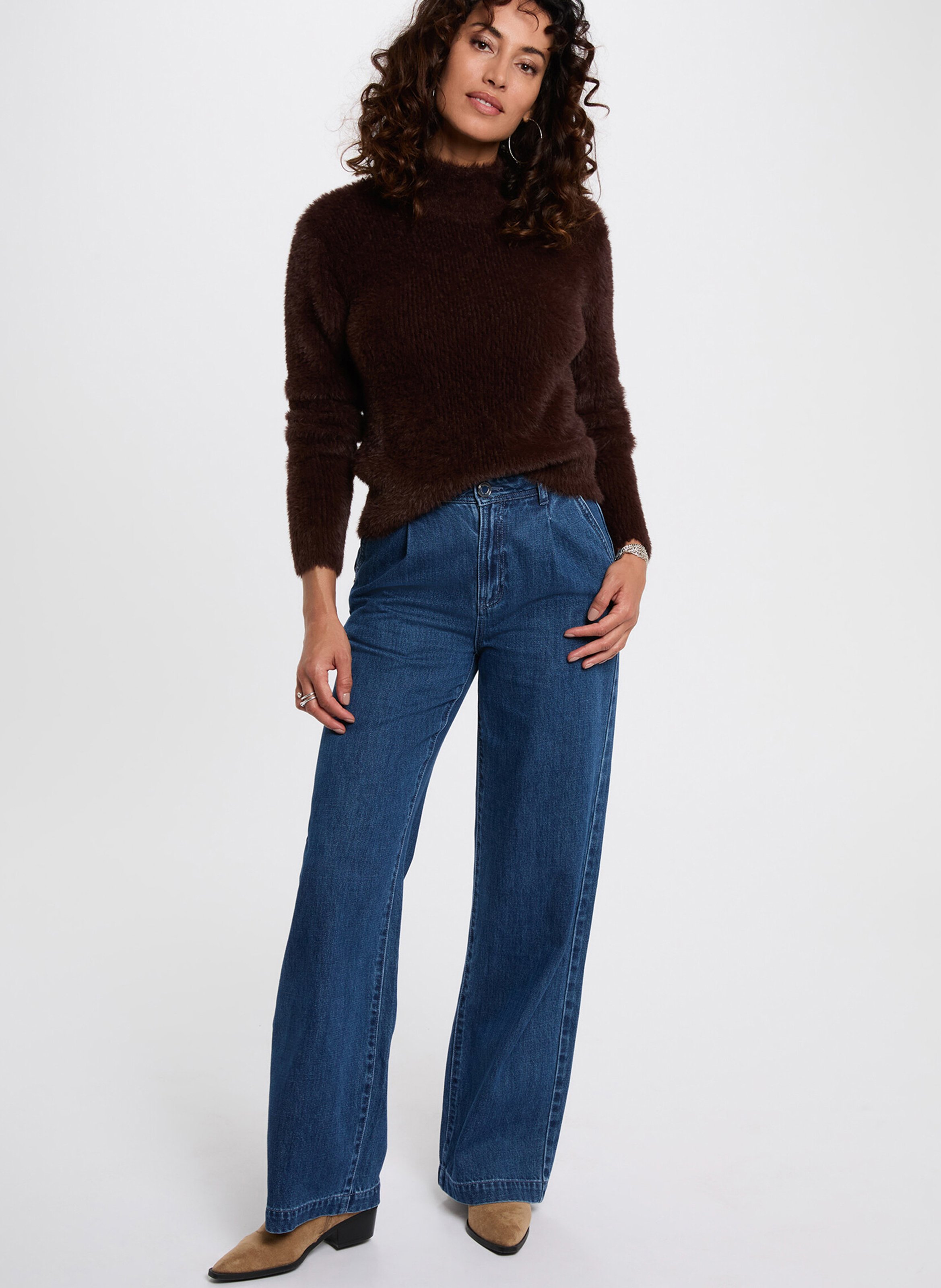 Top van tricot met ronde hals - viscoseblend MORGAN Bruin