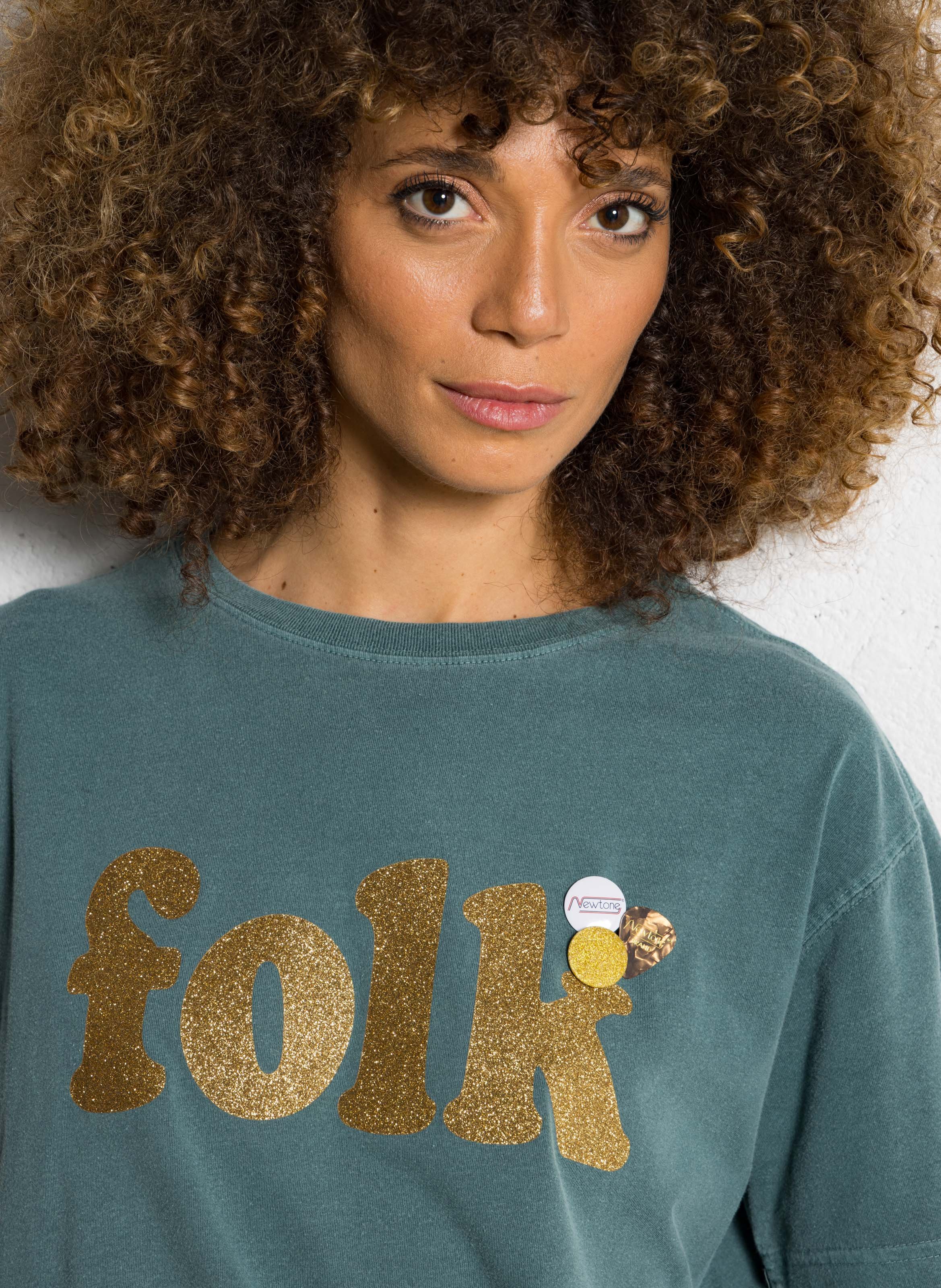 Tee-shirt col rond sérigraphié en coton NEWTONE Vert