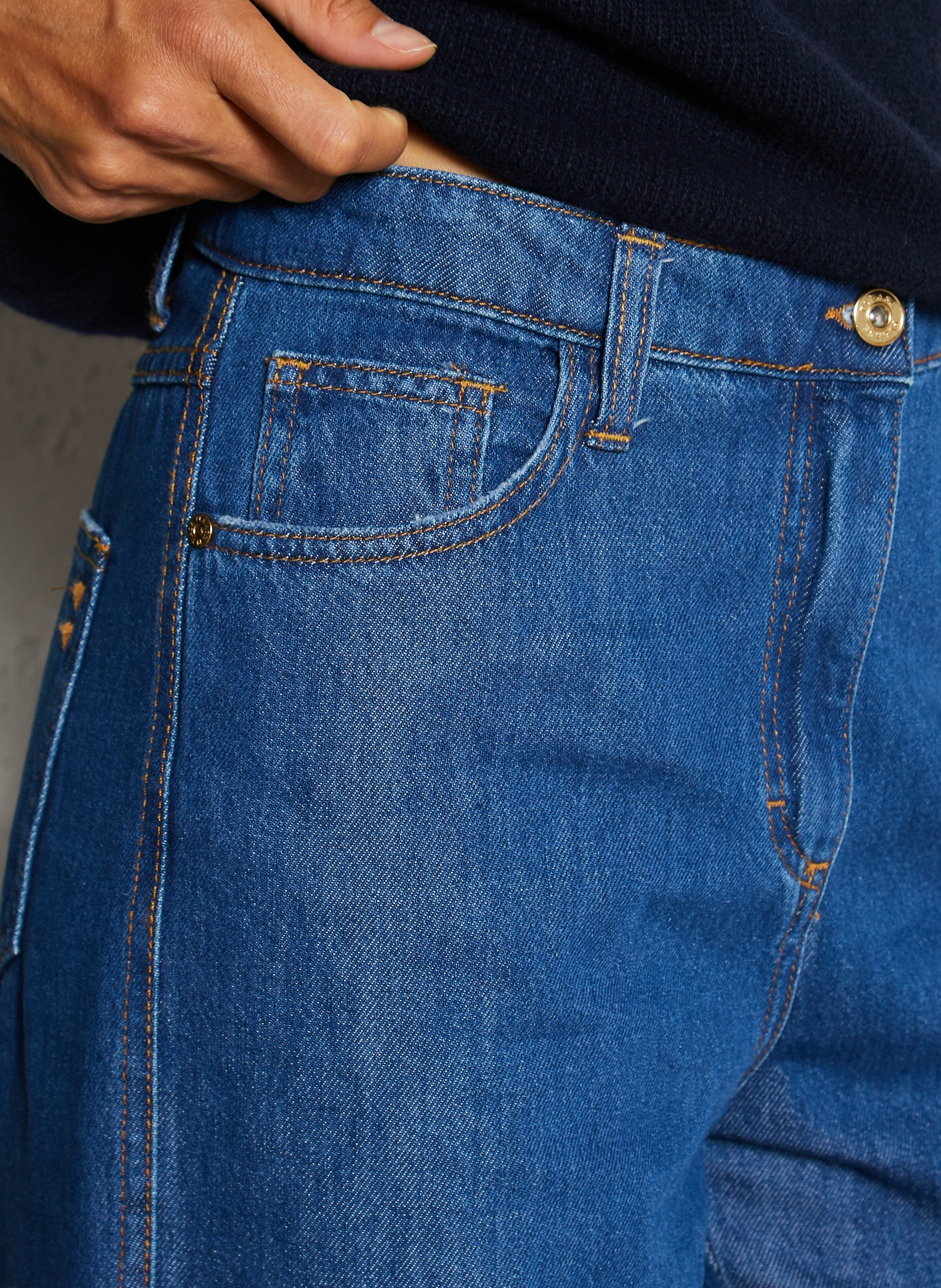 Cotton-blend wide-leg jeans PLEASE Blue