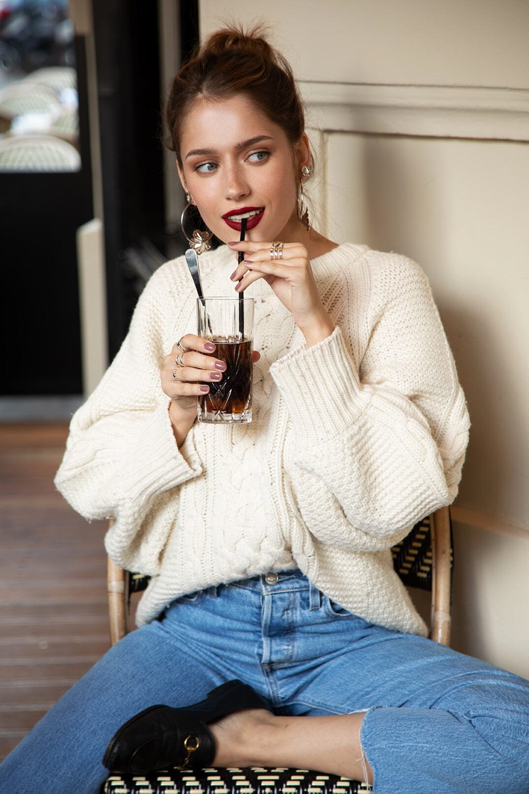 AGLAÉ - Silver-plated flower hoop earrings MONSIEUR SIMONE Silver