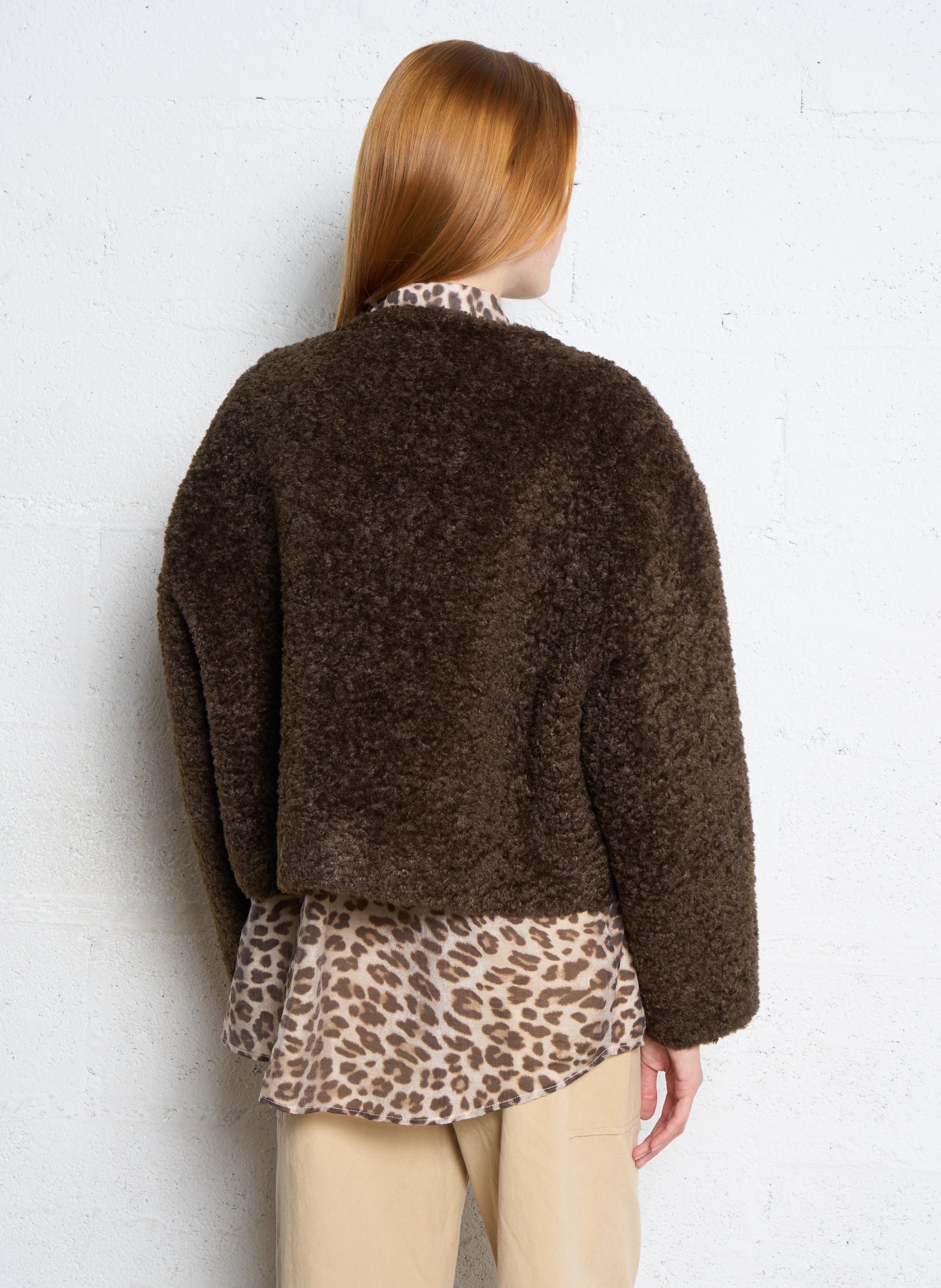 Kunstpelzjacke mit Rundhalsausschnitt THE KORNER Braun