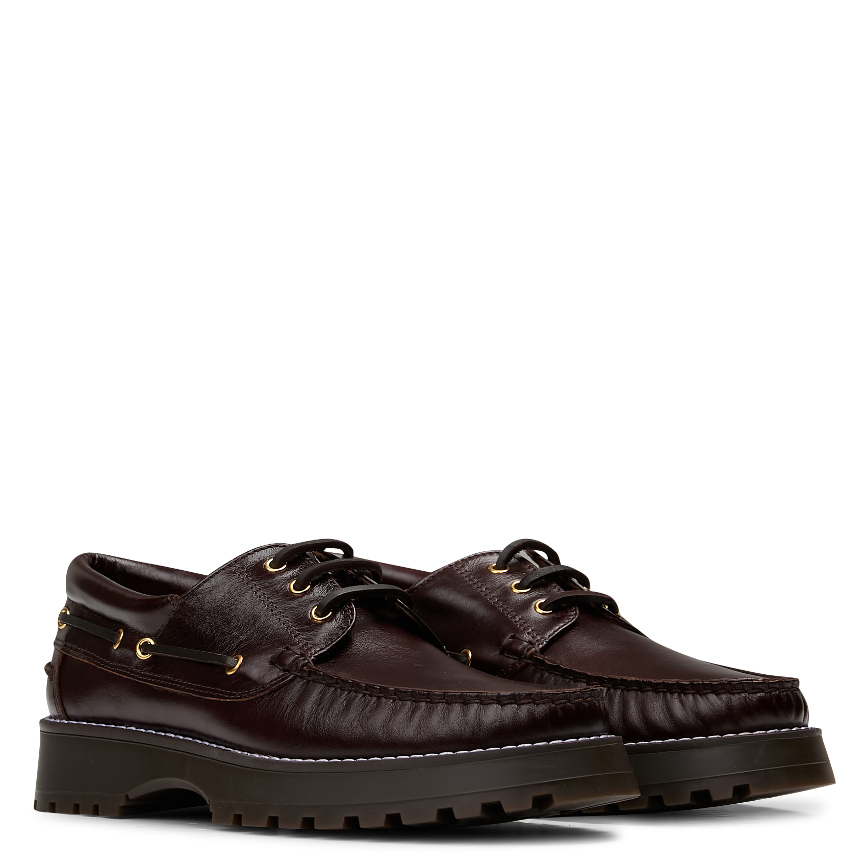 Derbies à lacets unies en cuir BOBBIES Marron