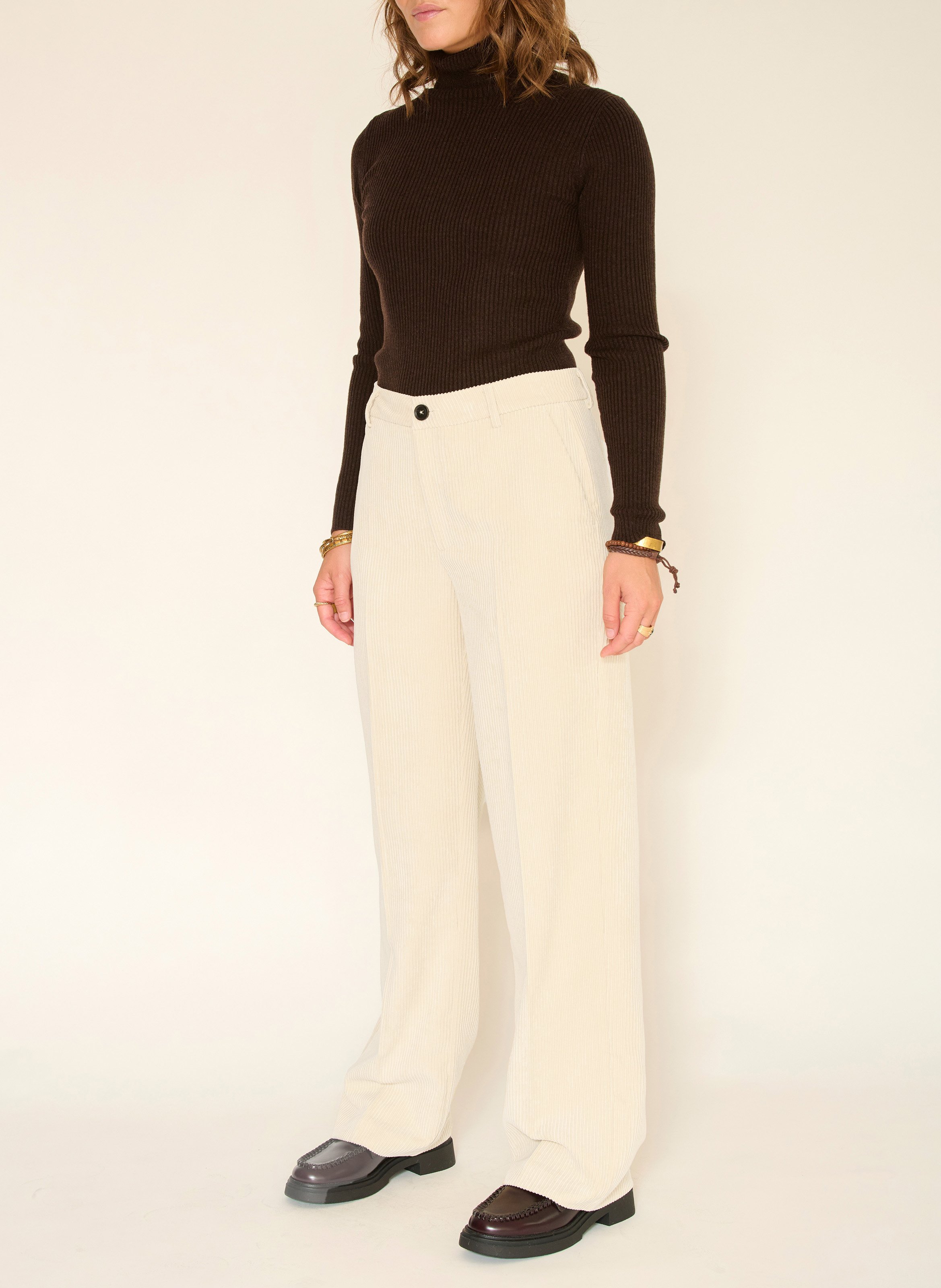 Gerippte Hose mit geradem Schnitt MKT Beige