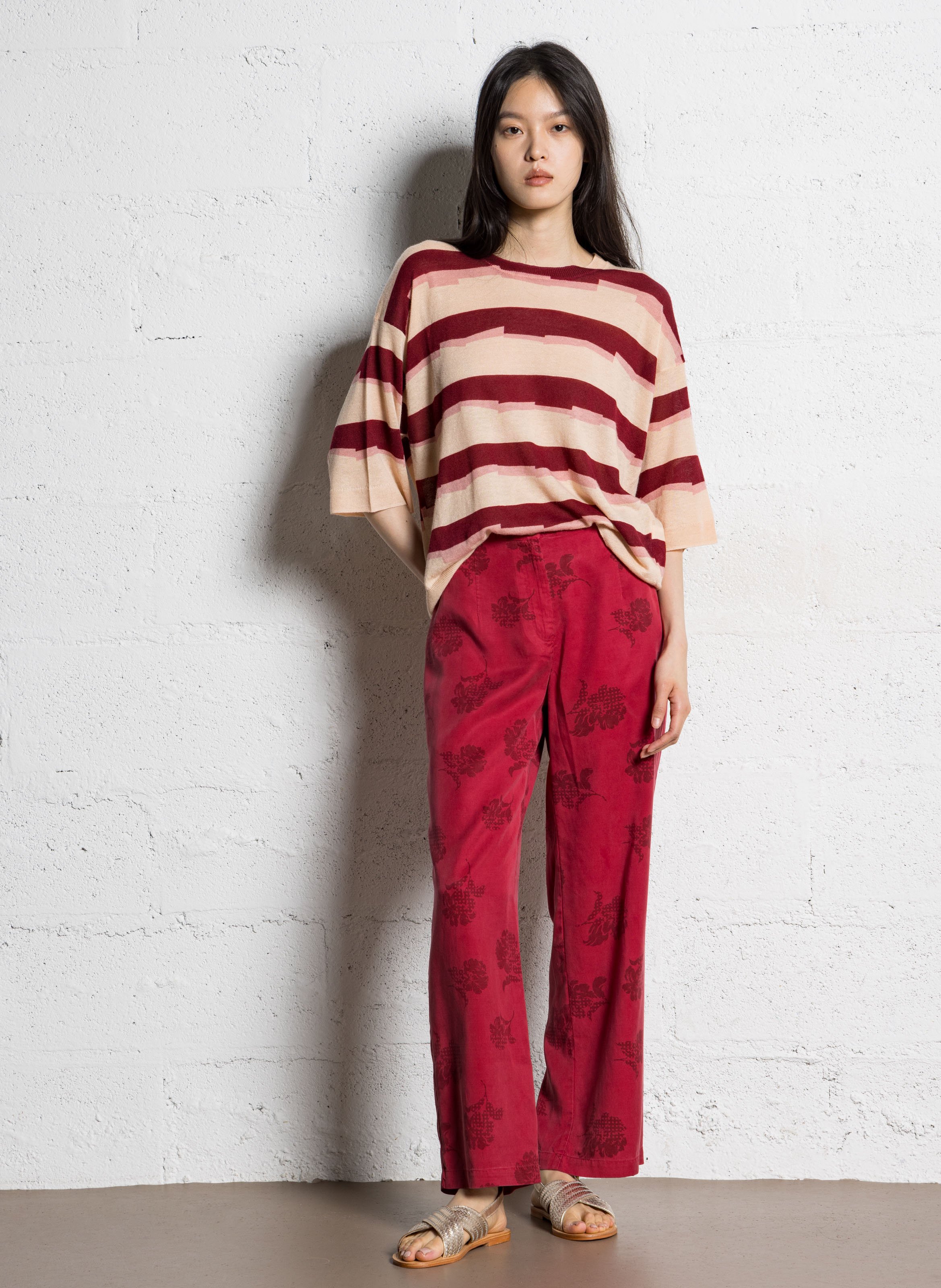 Pull droit col rond en maille NICE THINGS Rouge