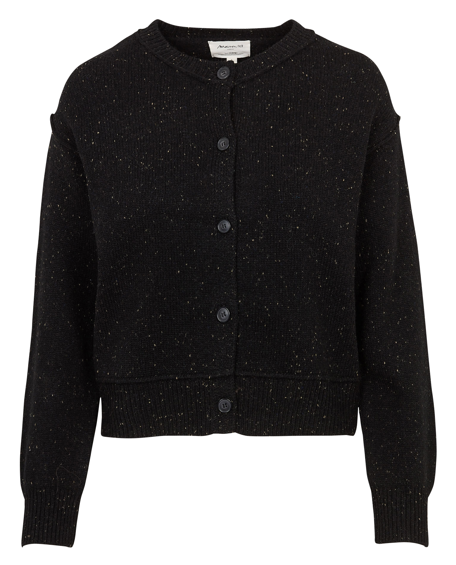 Short speckled wool cardigan MAISON 123 Black
