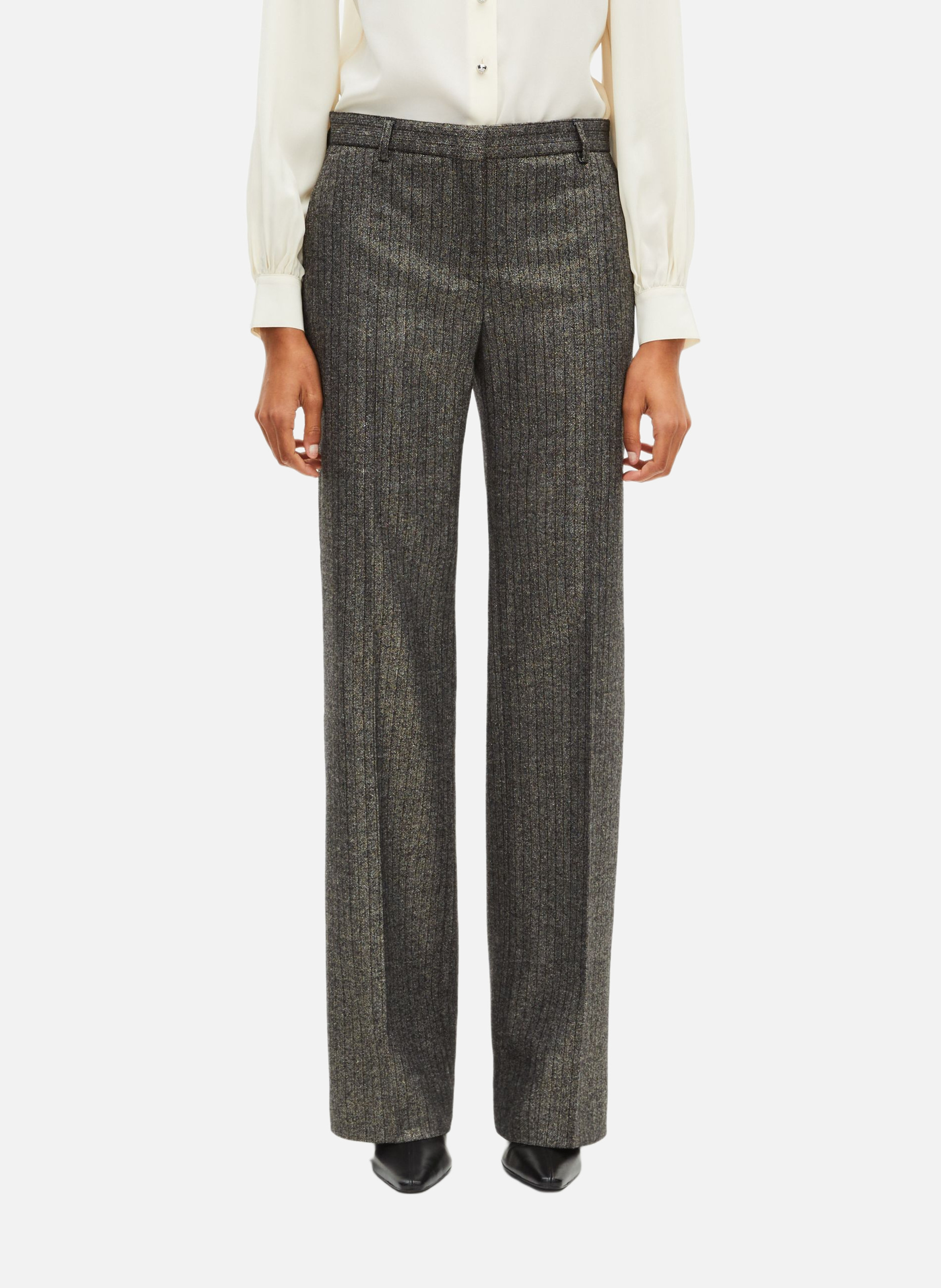 Pantalon tailleur droit à chevrons lurex THE KOOPLES Noir