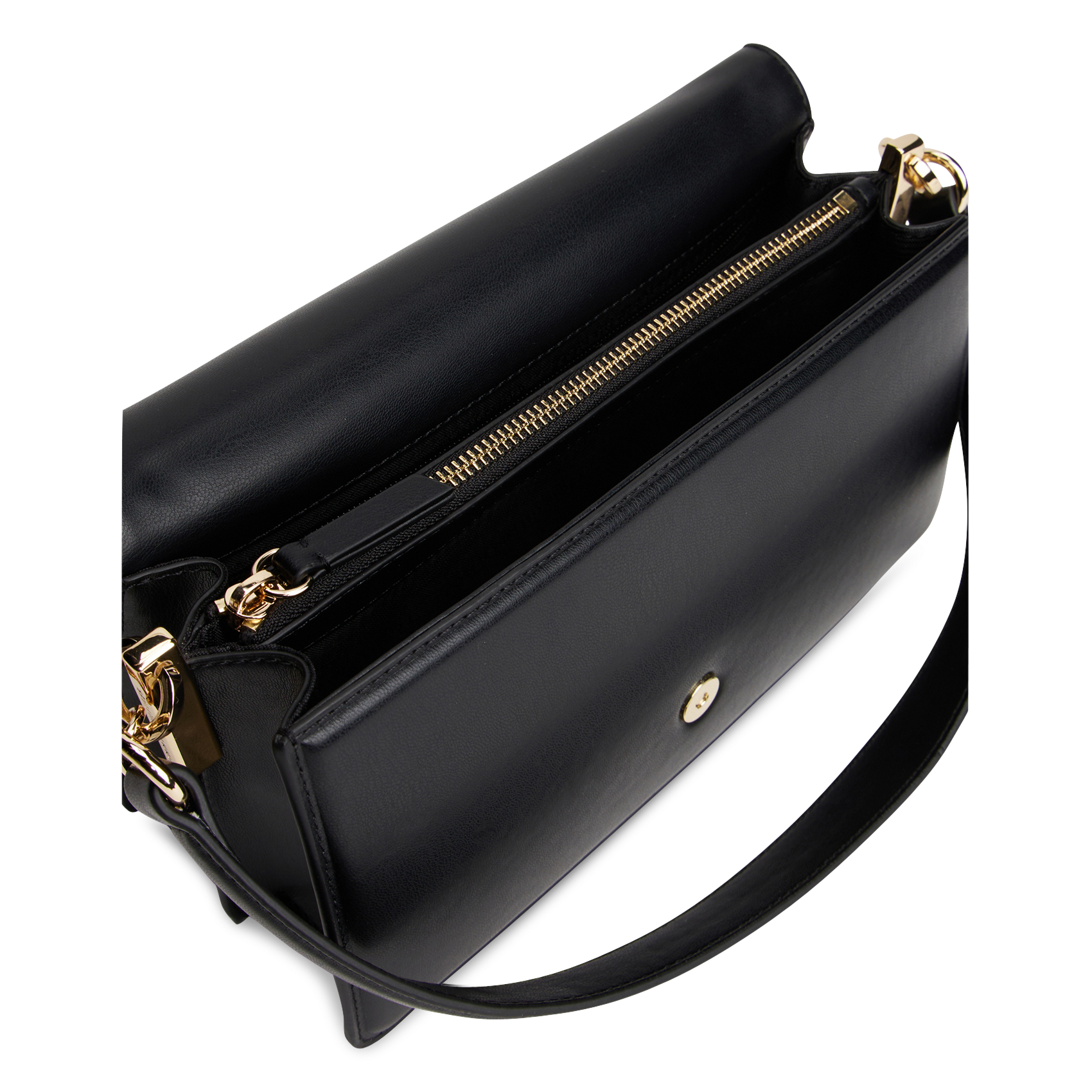 Solid color flap shoulder bag TOMMY HILFIGER Black