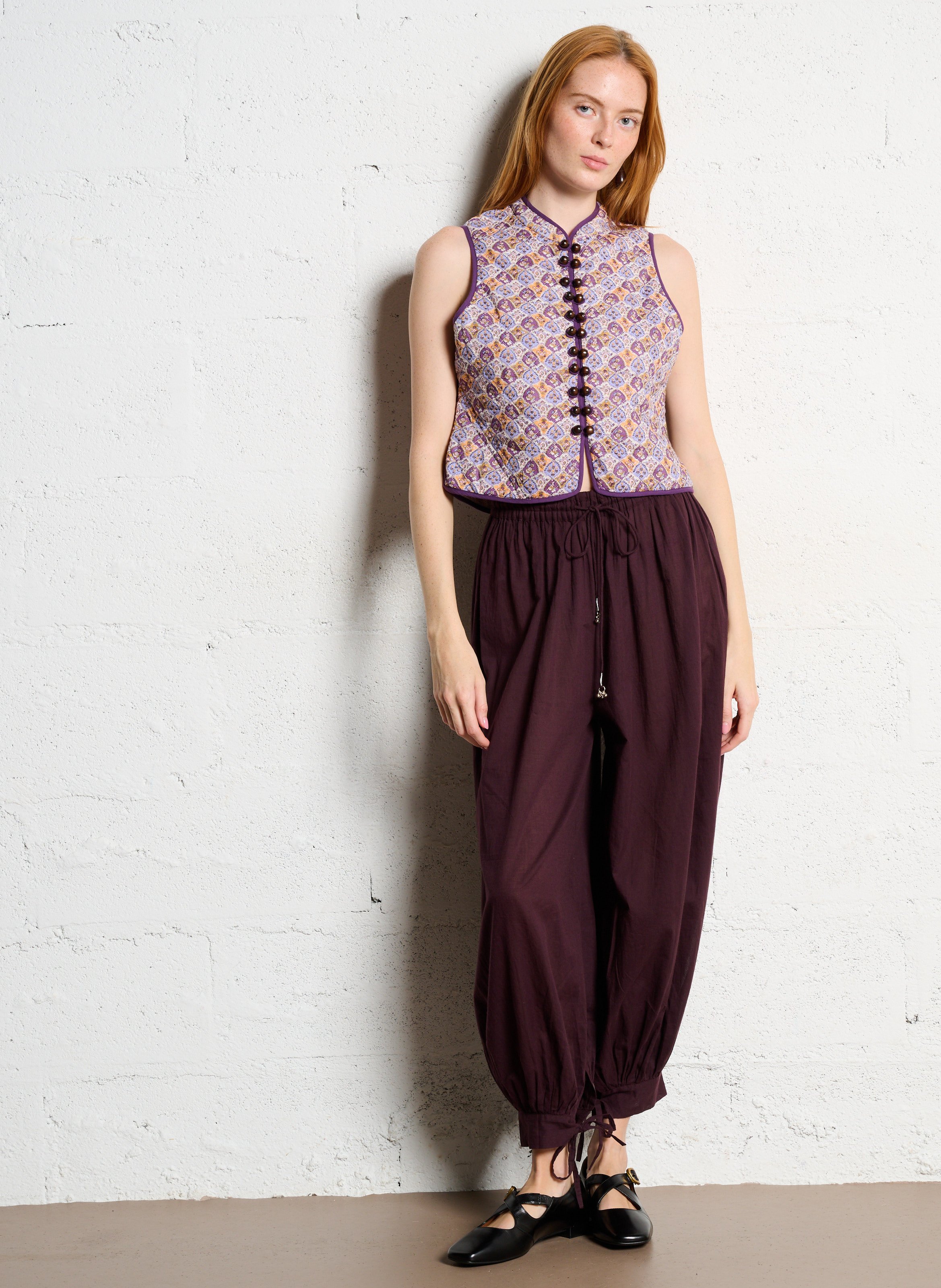 Mouwloos vest met knoopsluiting en motieven ANTIK BATIK Violet