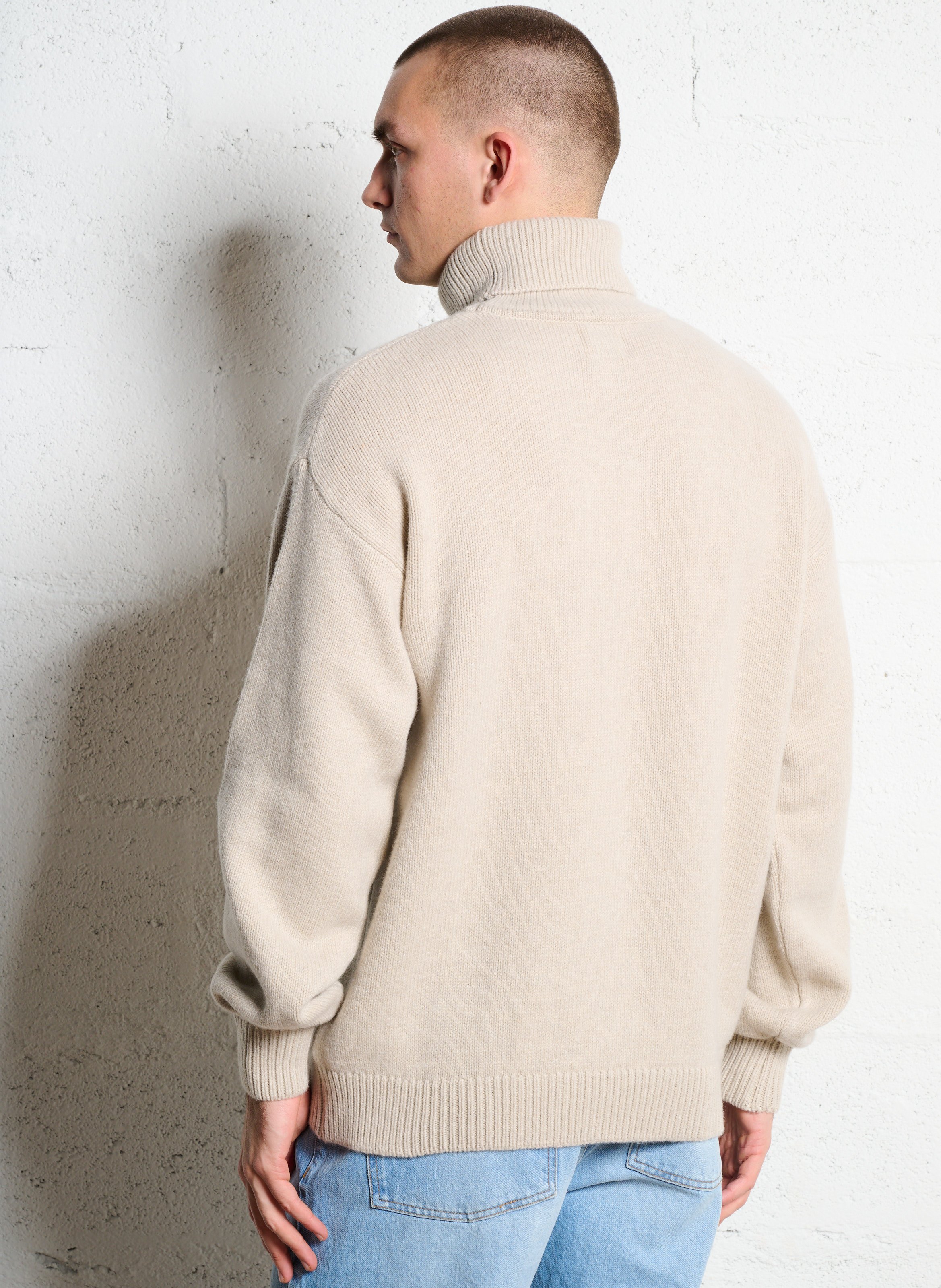 Gerader Rollkragenpullover aus recycelter Wolle COLORFUL STANDARD Weiss