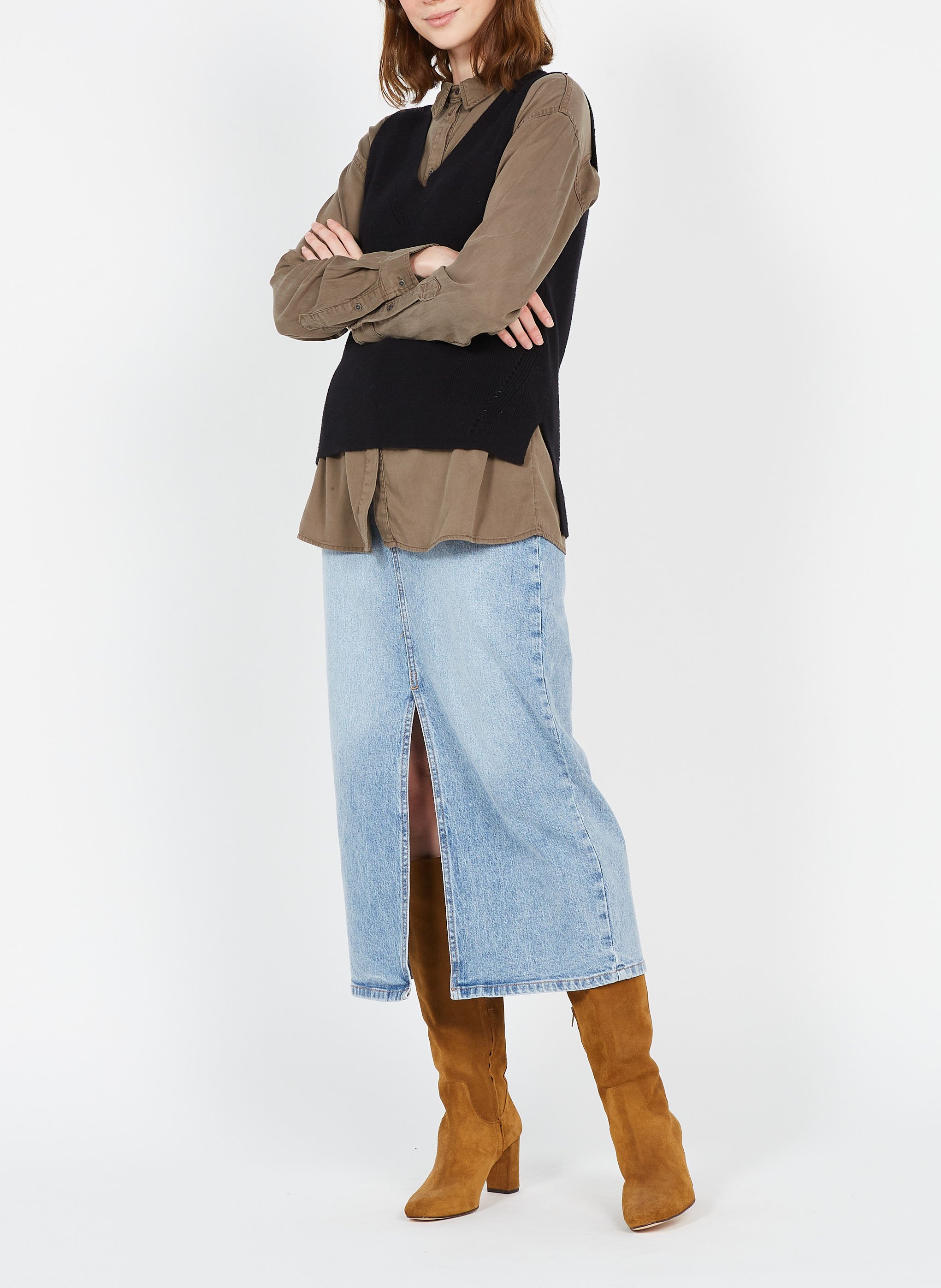 Pull col V en maille VILA Noir