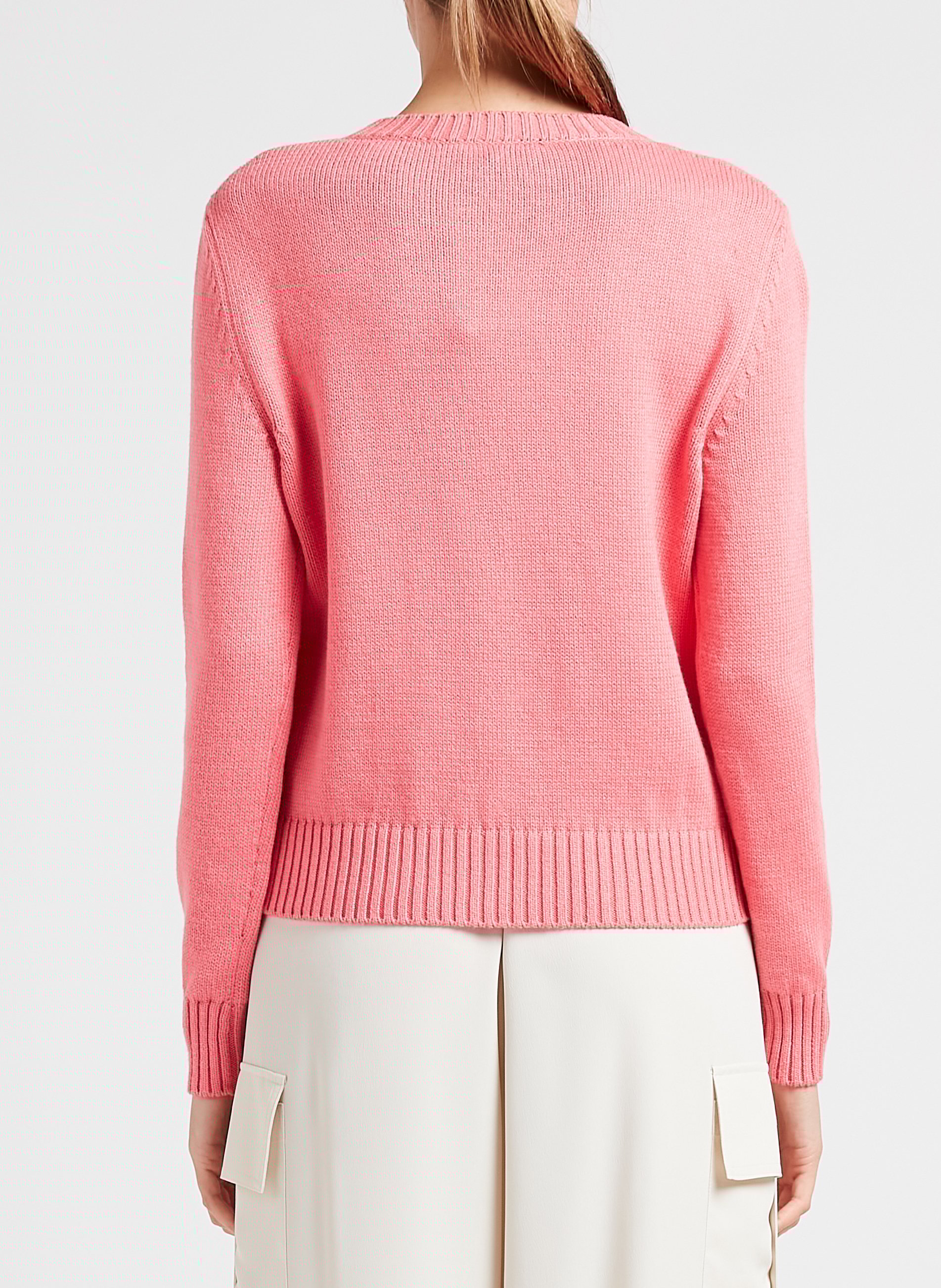 Jacquard-Rundhalspullover aus Strick-Mix MAX&Co. Rosa