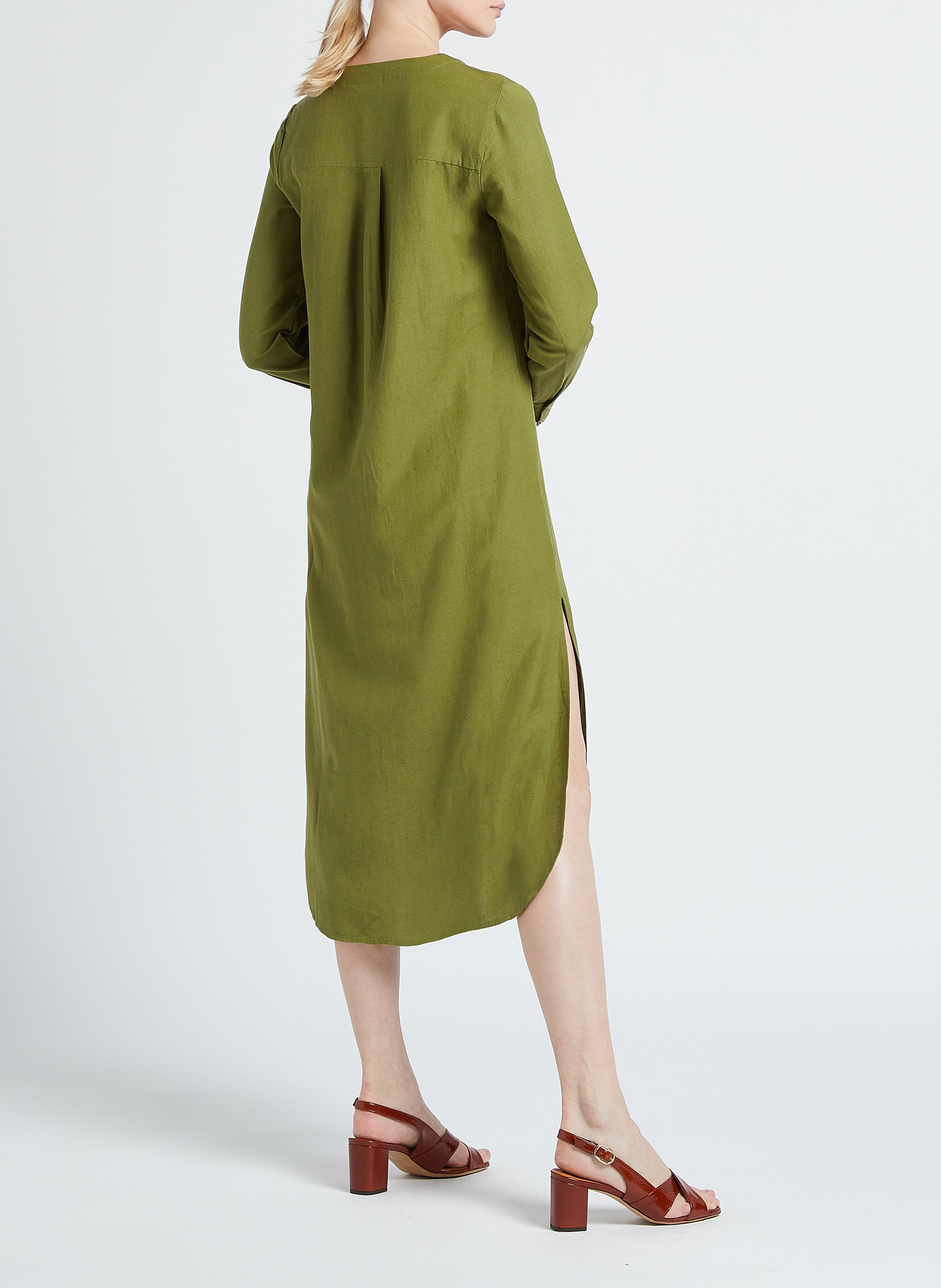 Long V-neck dress VILA Green
