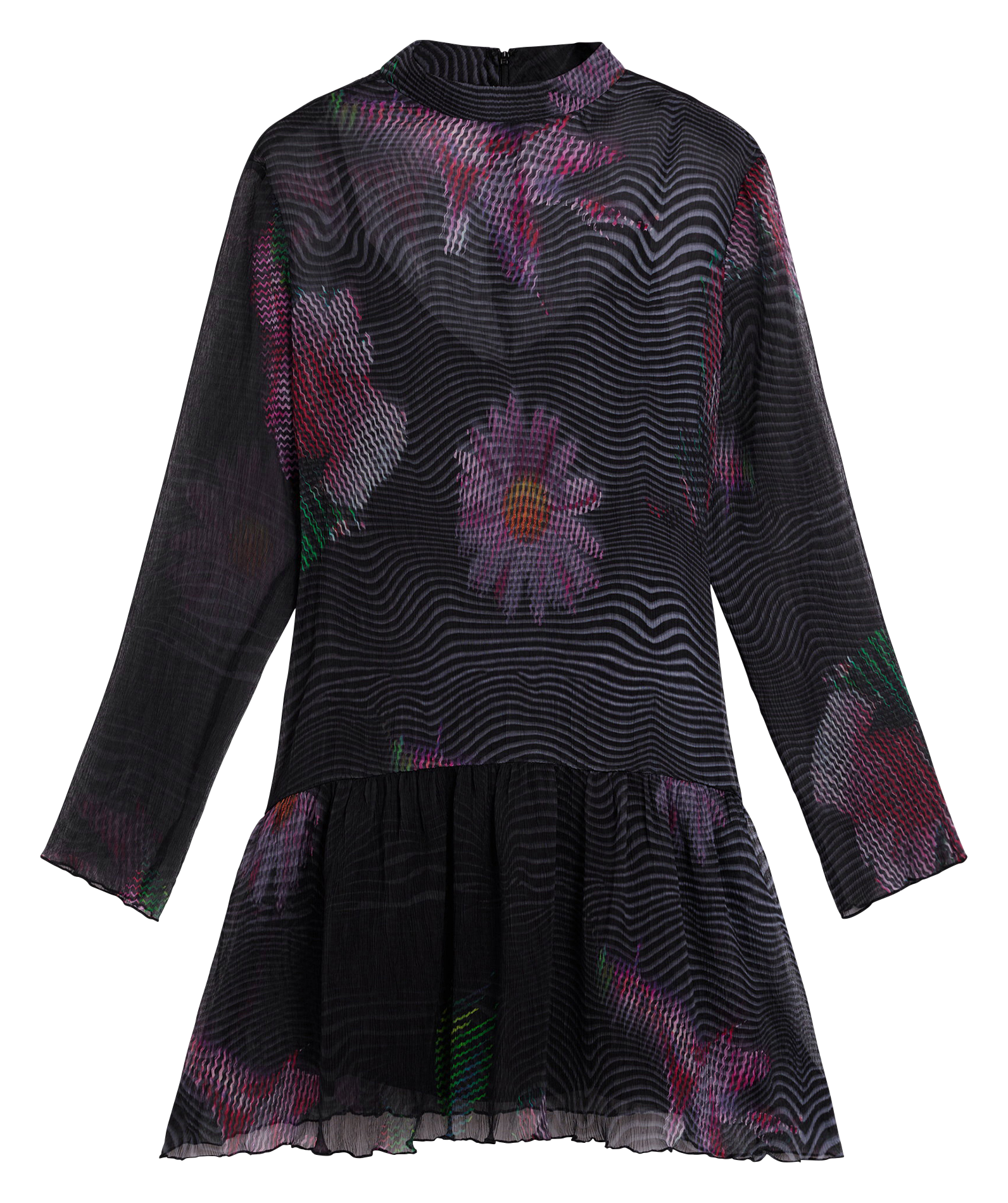 Kurzes Kleid mit Stehkragen aus Tüll DESIGUAL Schwarz