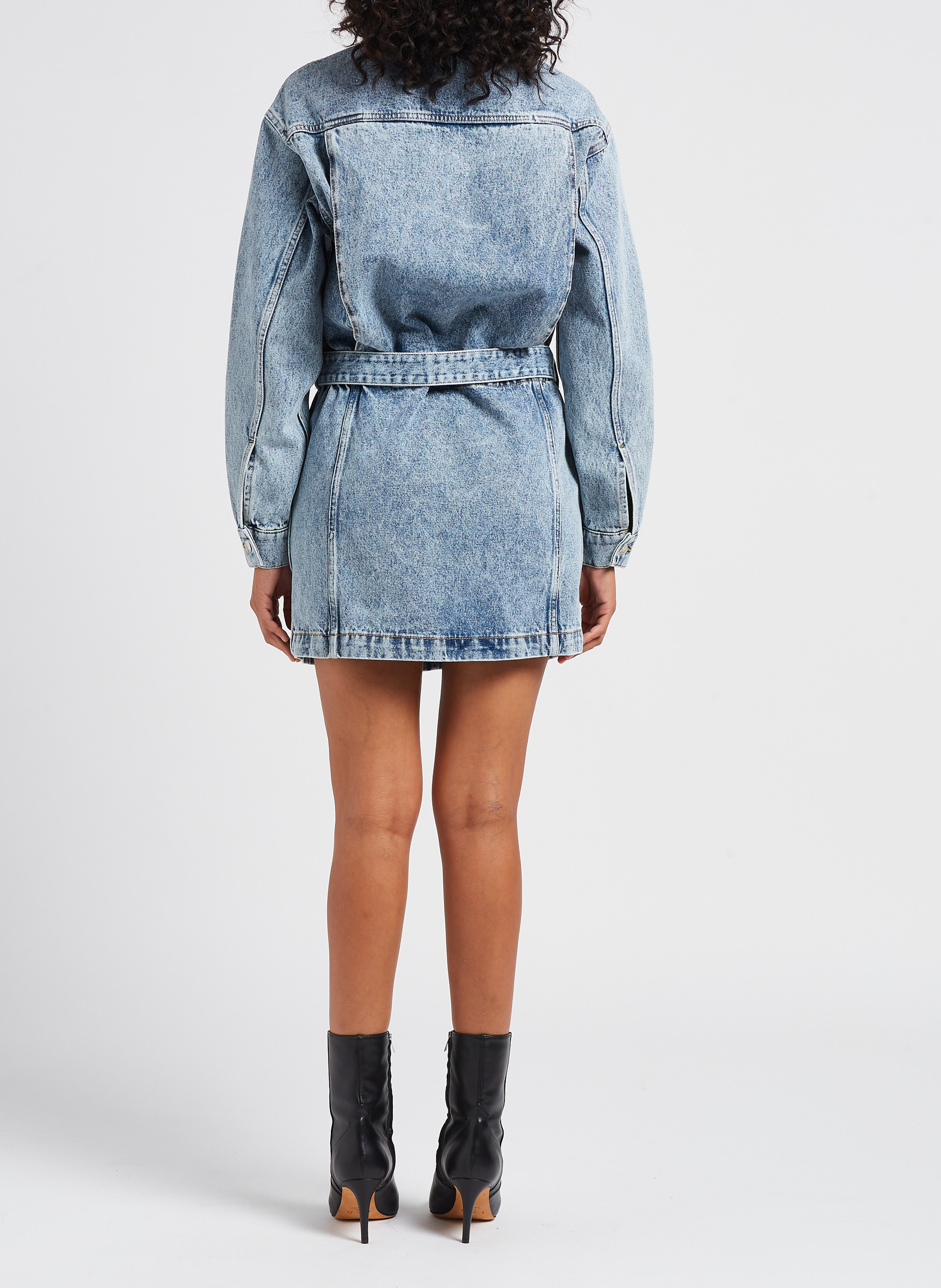 Gerade geschnittenes Denim-Kurzkleid in Stone-Washed-Optik IRO Blau