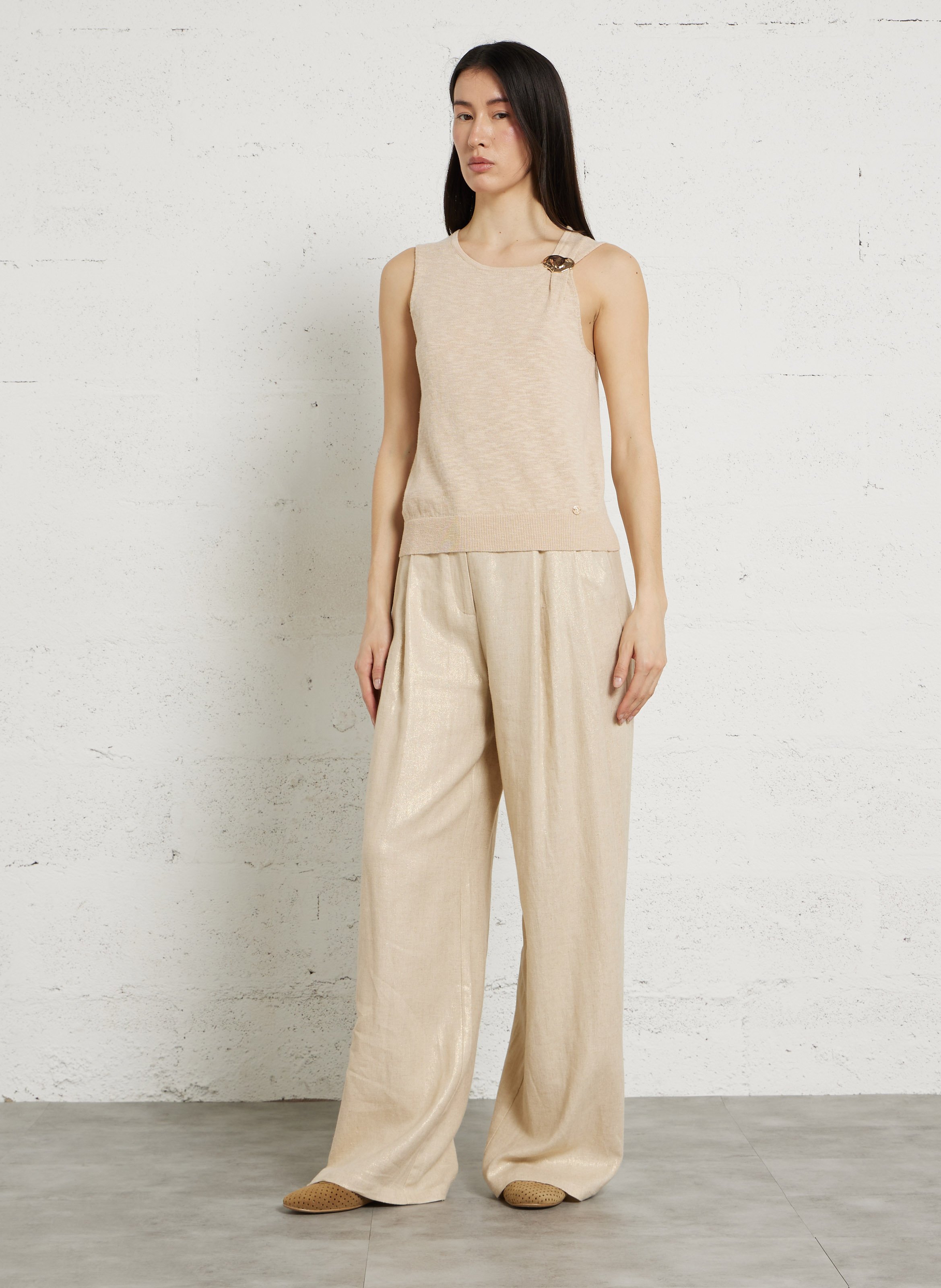 Débardeur en maille asymétrique LA PETITE ETOILE Beige