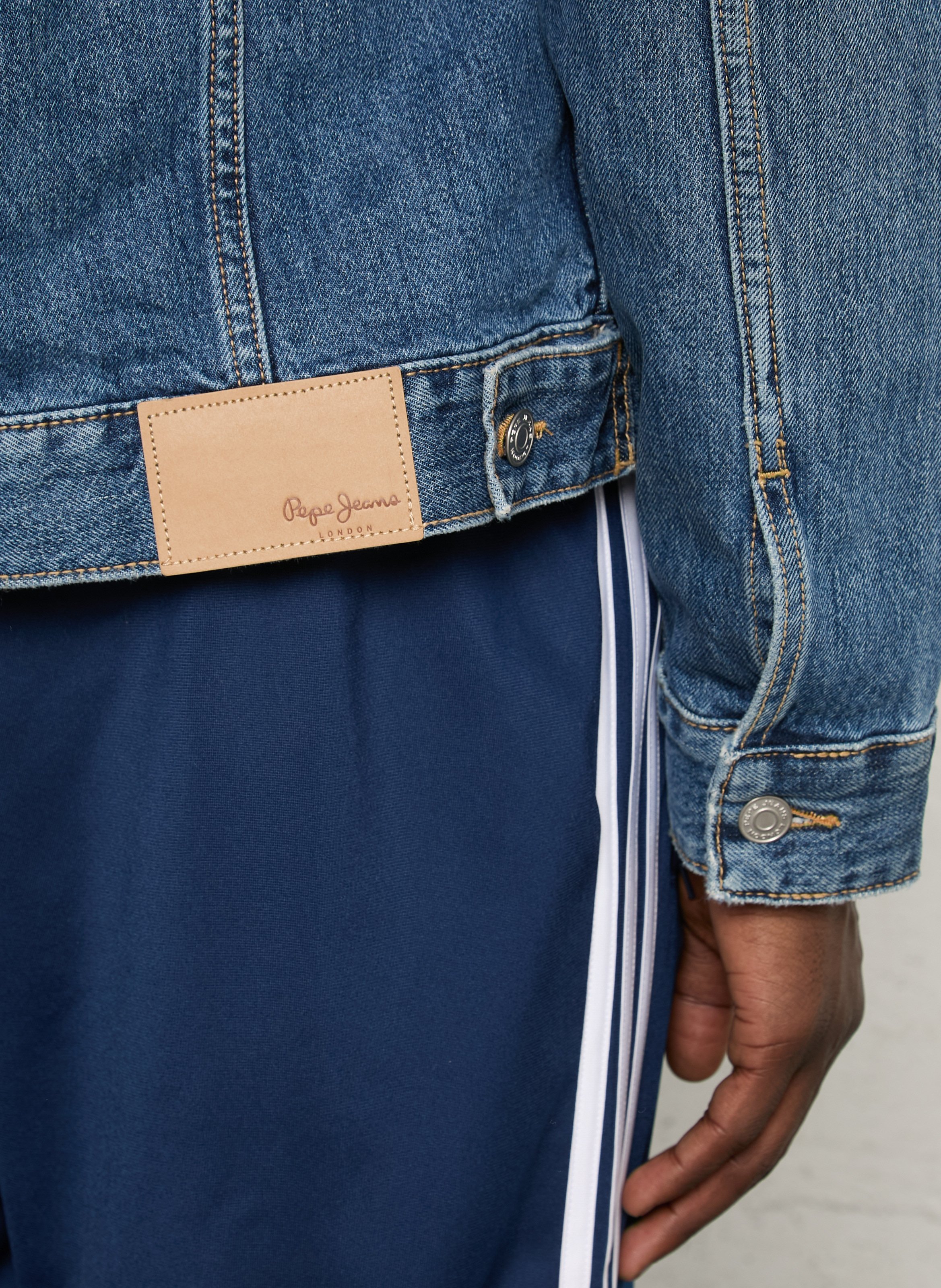 Buttoned straight short denim jacket PEPE JEANS Blue