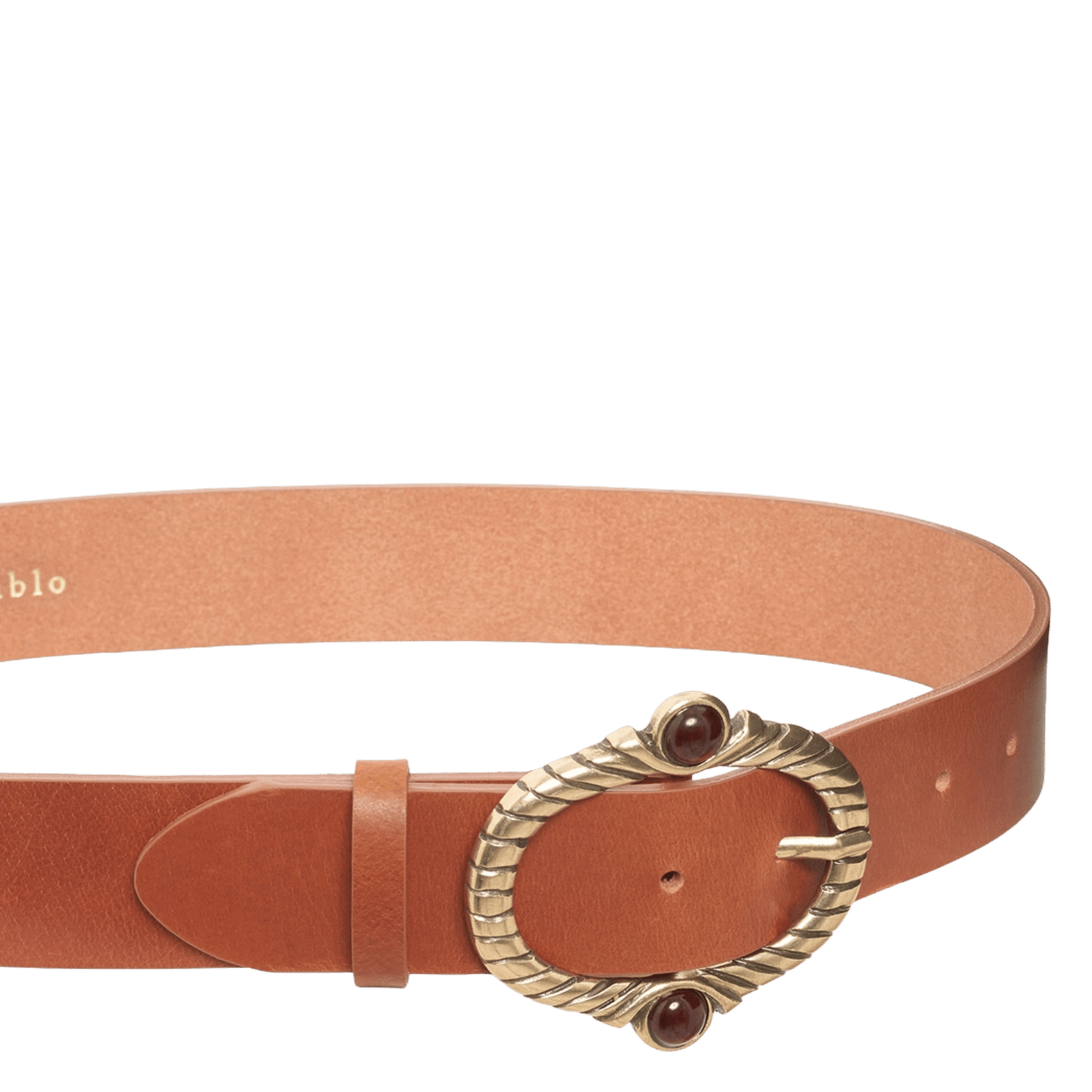 Leather belt with stylish buckle PABLO Brown