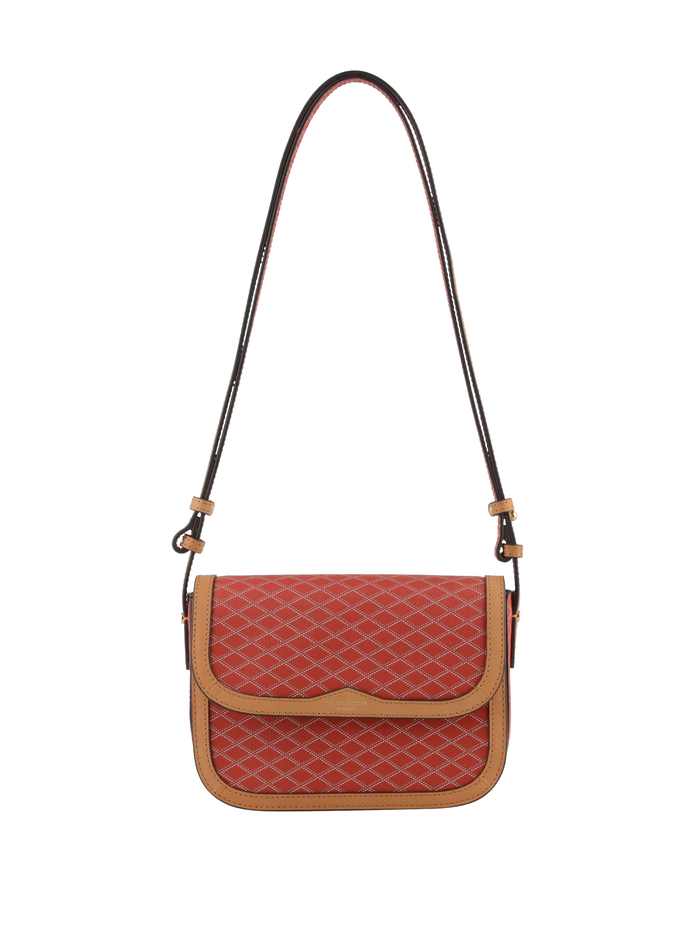 Coated canvas shoulder bag POURCHET Red