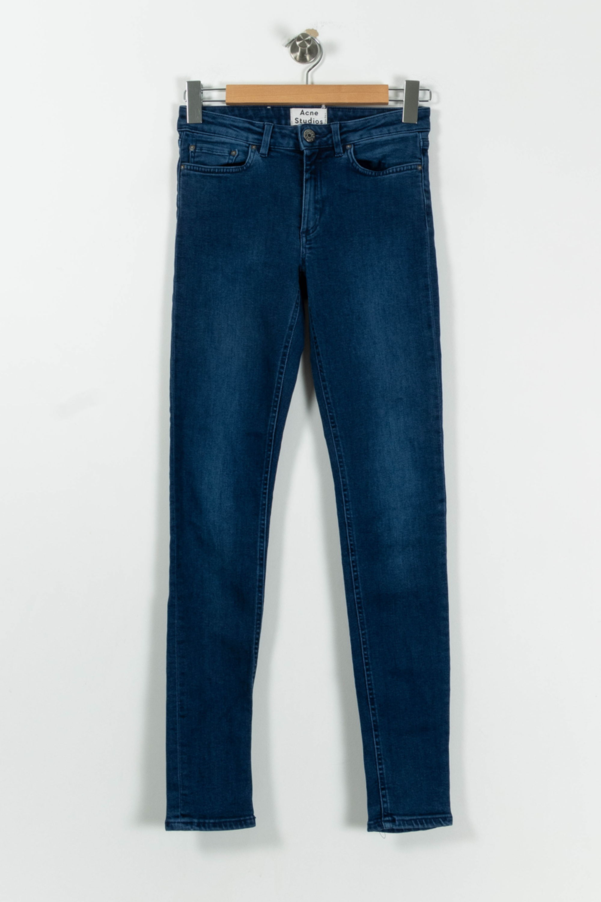 Cropped slim jeans with studs ACNE STUDIOS - Seconde Main Blue