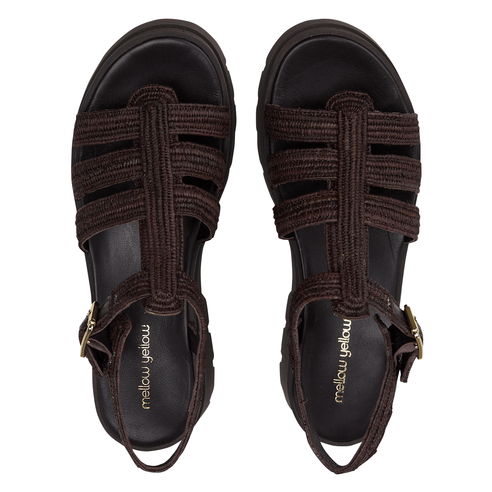 Flat sandals in mixed straw MELLOW YELLOW Beige