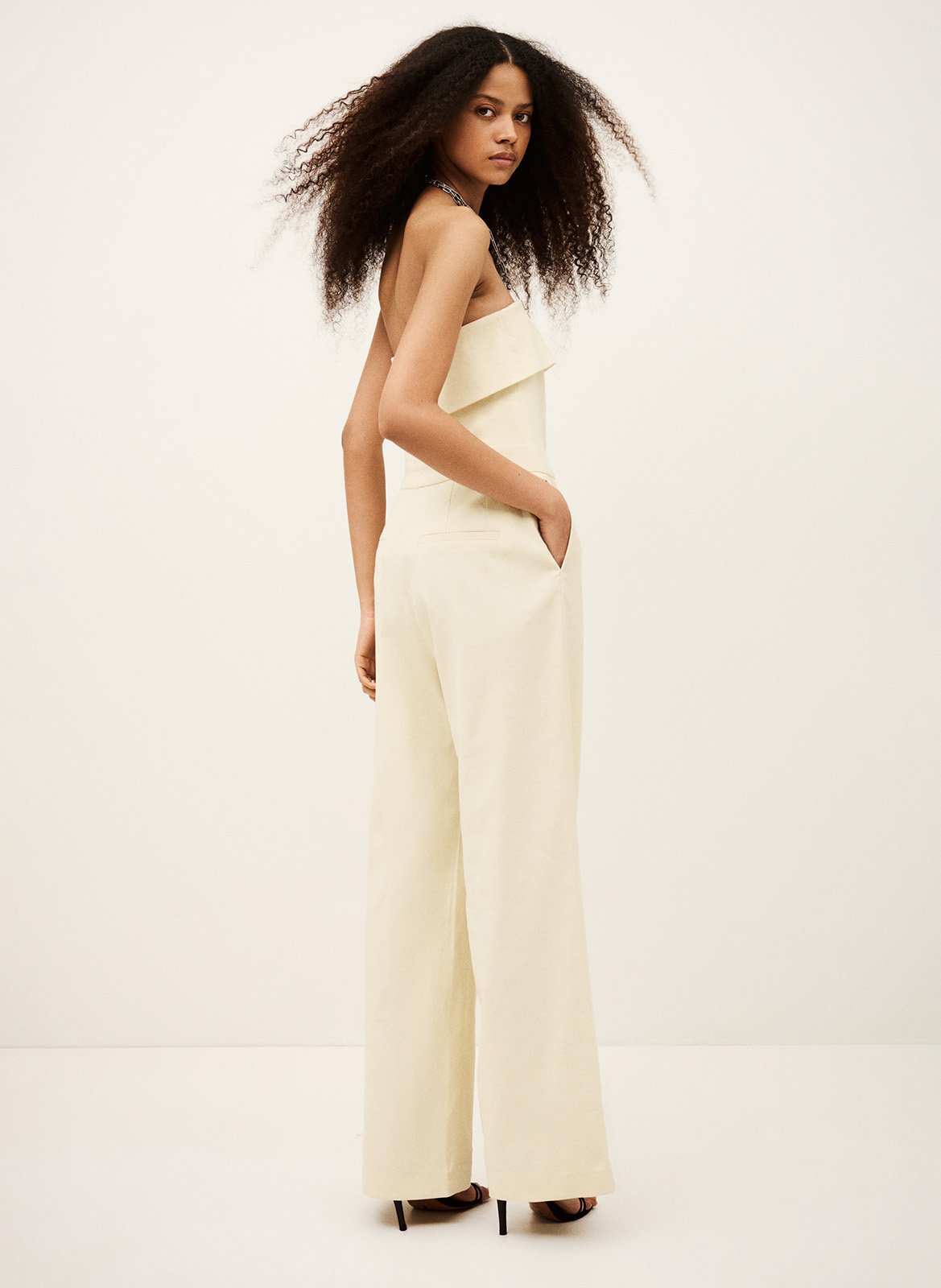 Linnen en katoenen mix jumpsuit BA&SH Beige