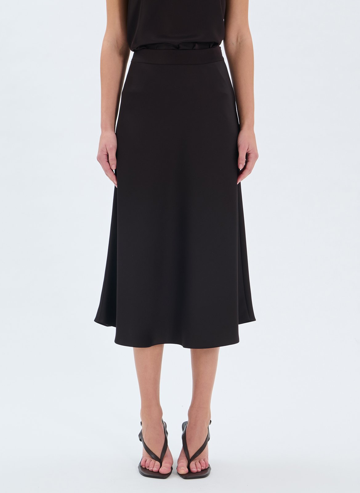 Halflange rok met hoge taille ZAPA Bruin