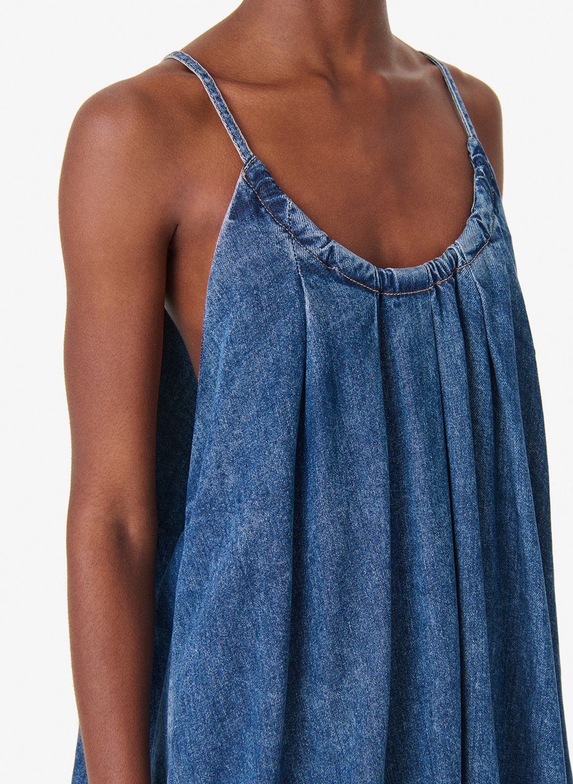 Korte jurk van katoen met ronde hals IRO Blauw