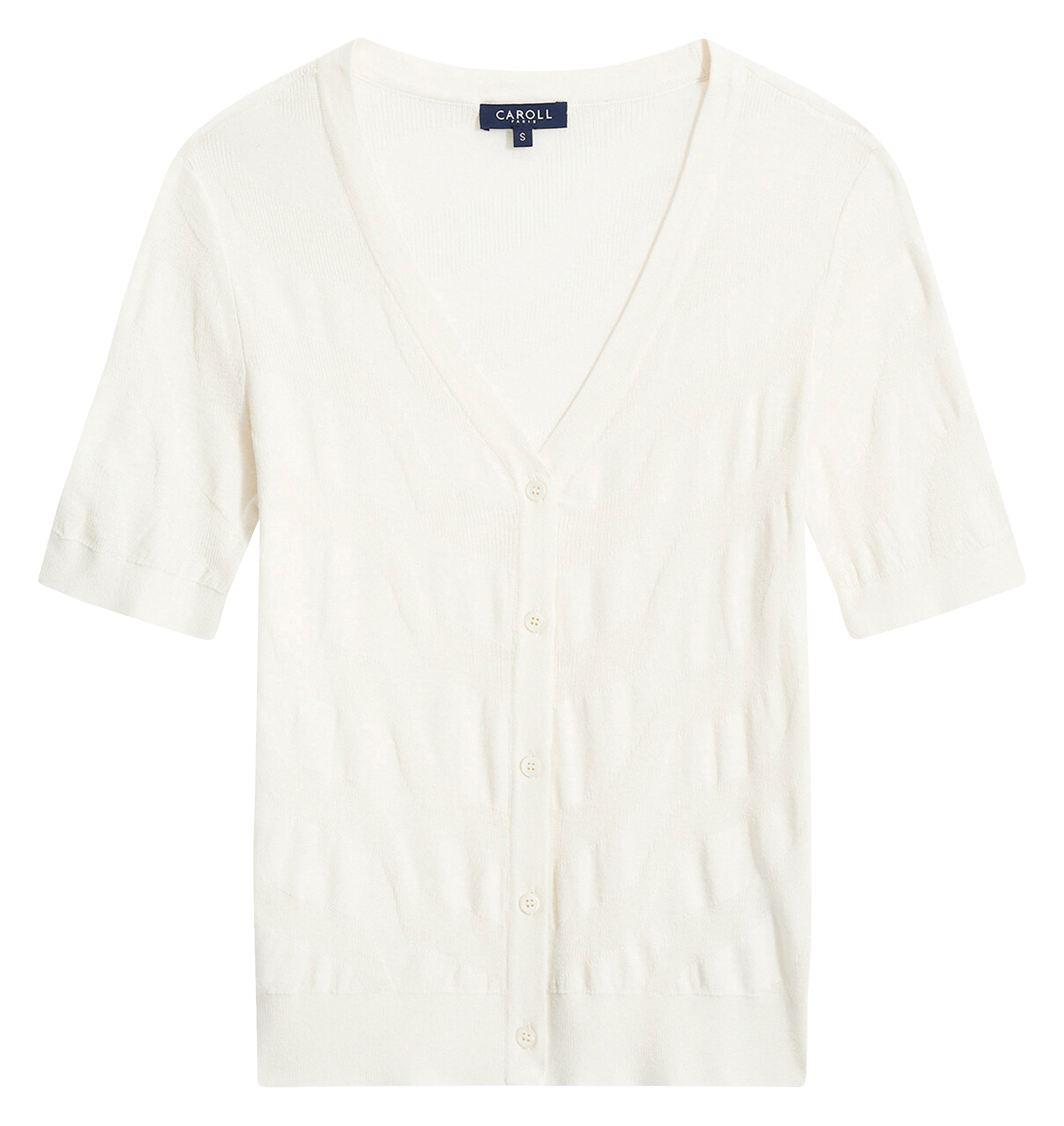 Gilet col V en coton mélangé CAROLL Beige