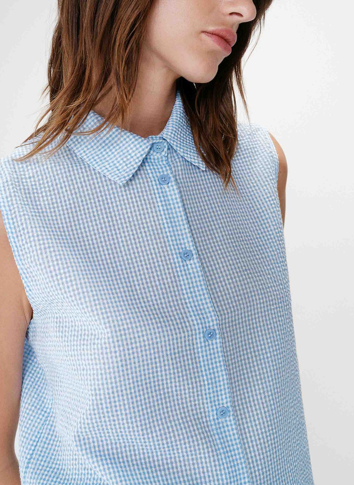 Chemise col classique manches contrastantes en coton GRACE ET MILA Blue