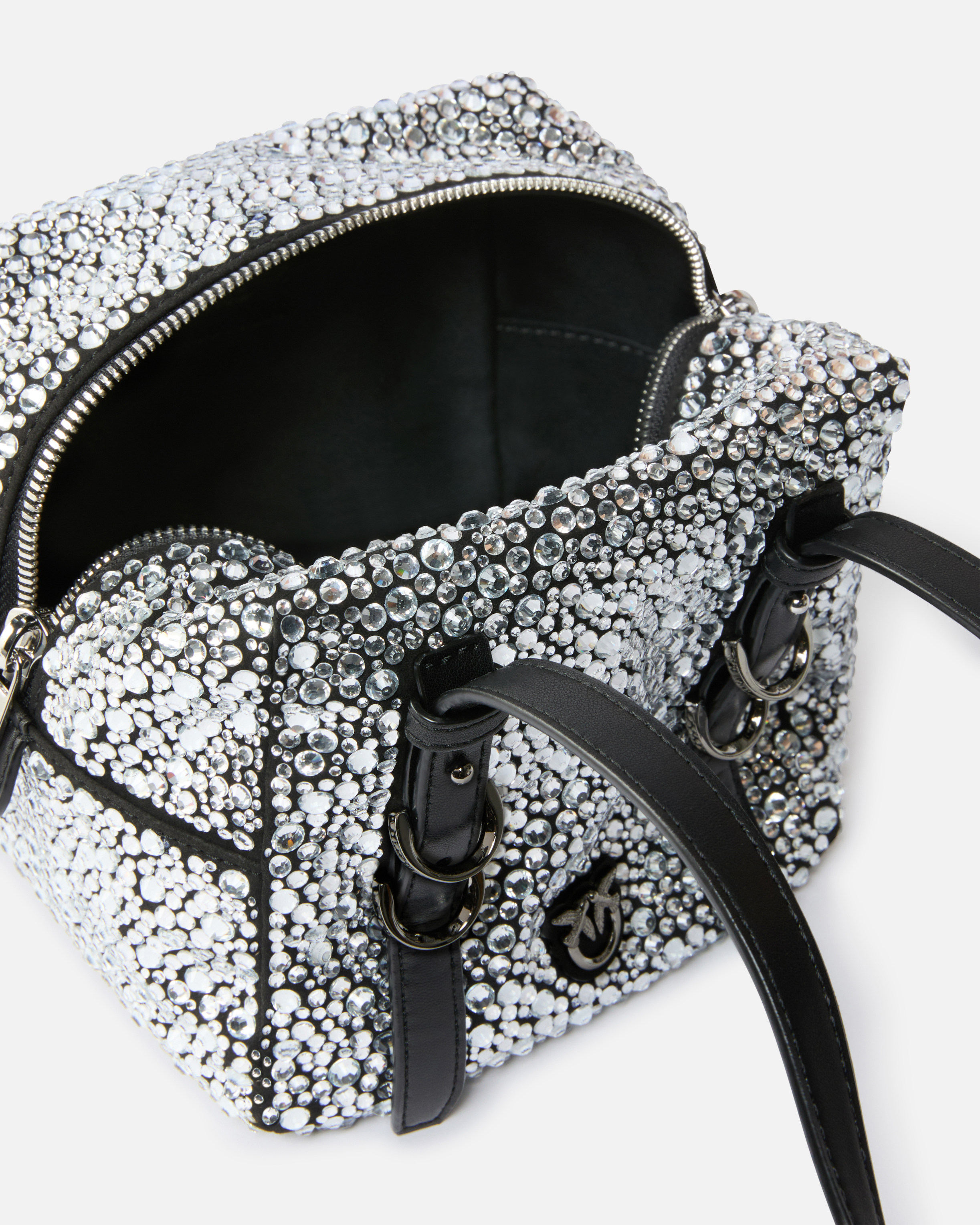 Petit sac à bandoulière cubic bag à strass PINKO Noir