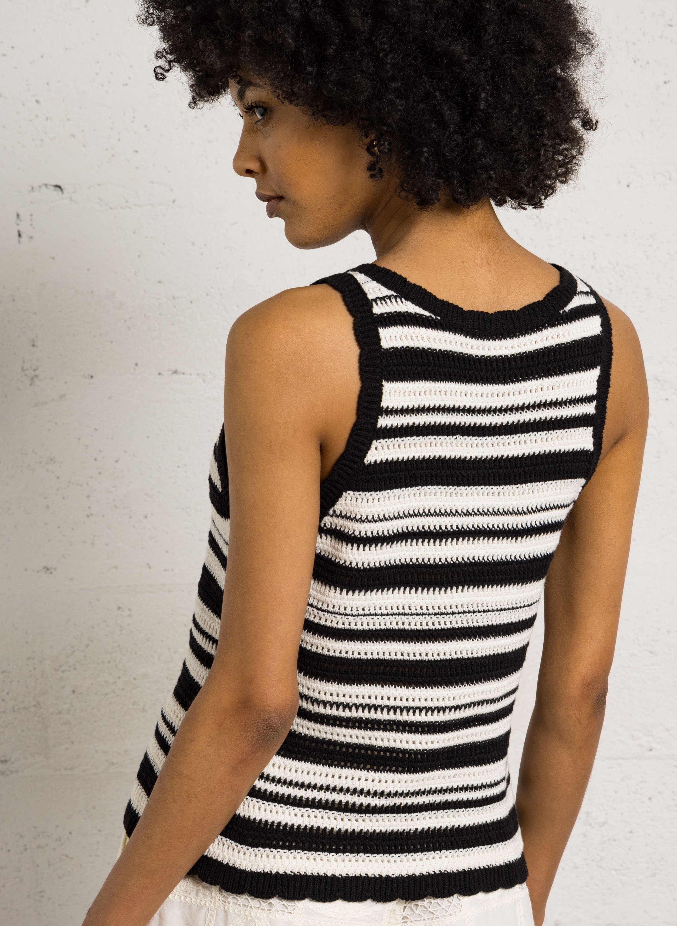 Top en maille en coton bio FABIENNE CHAPOT Noir