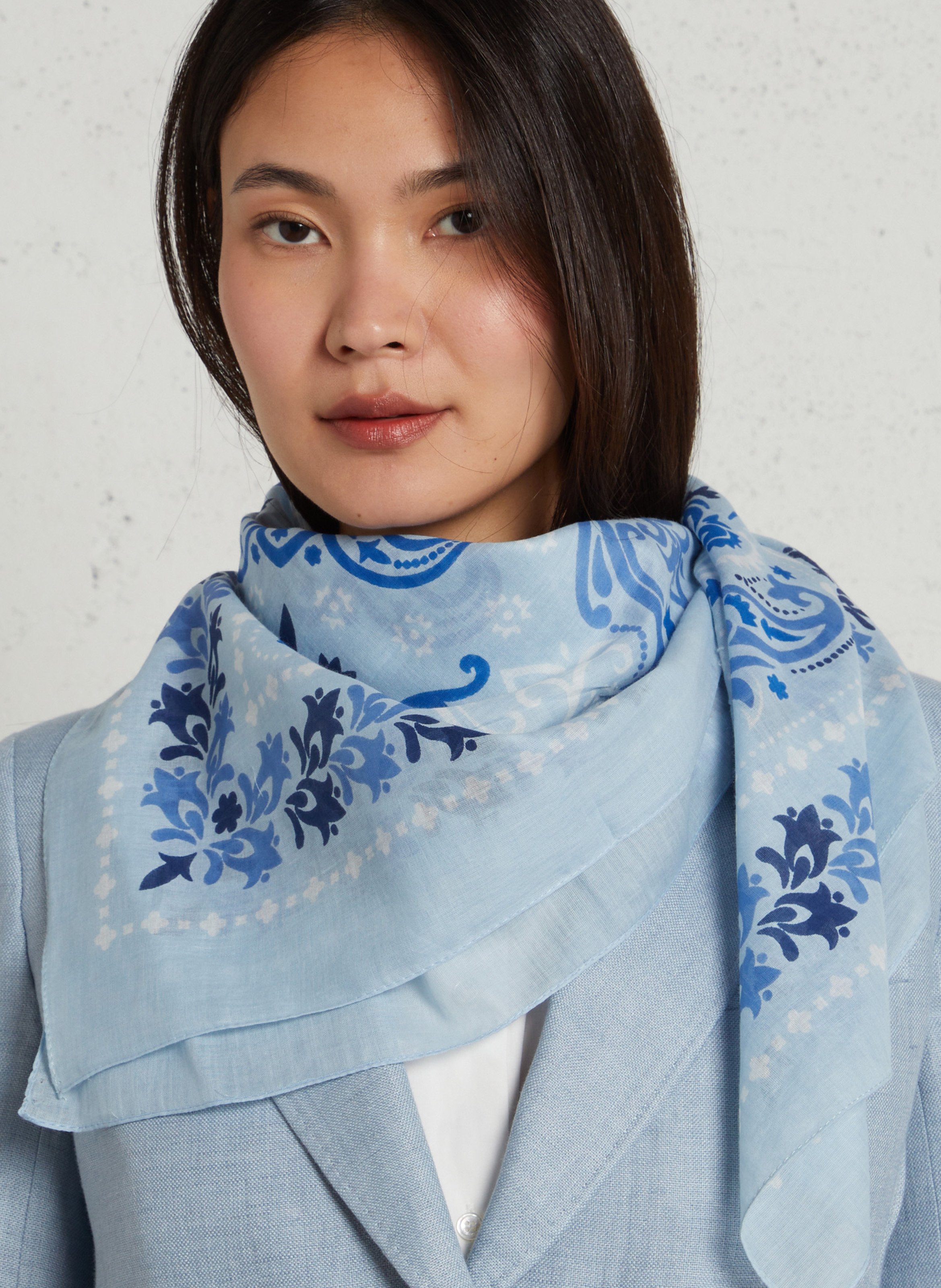 Foulard imprimé MAISON LECOMTE FLAMENT Bleu