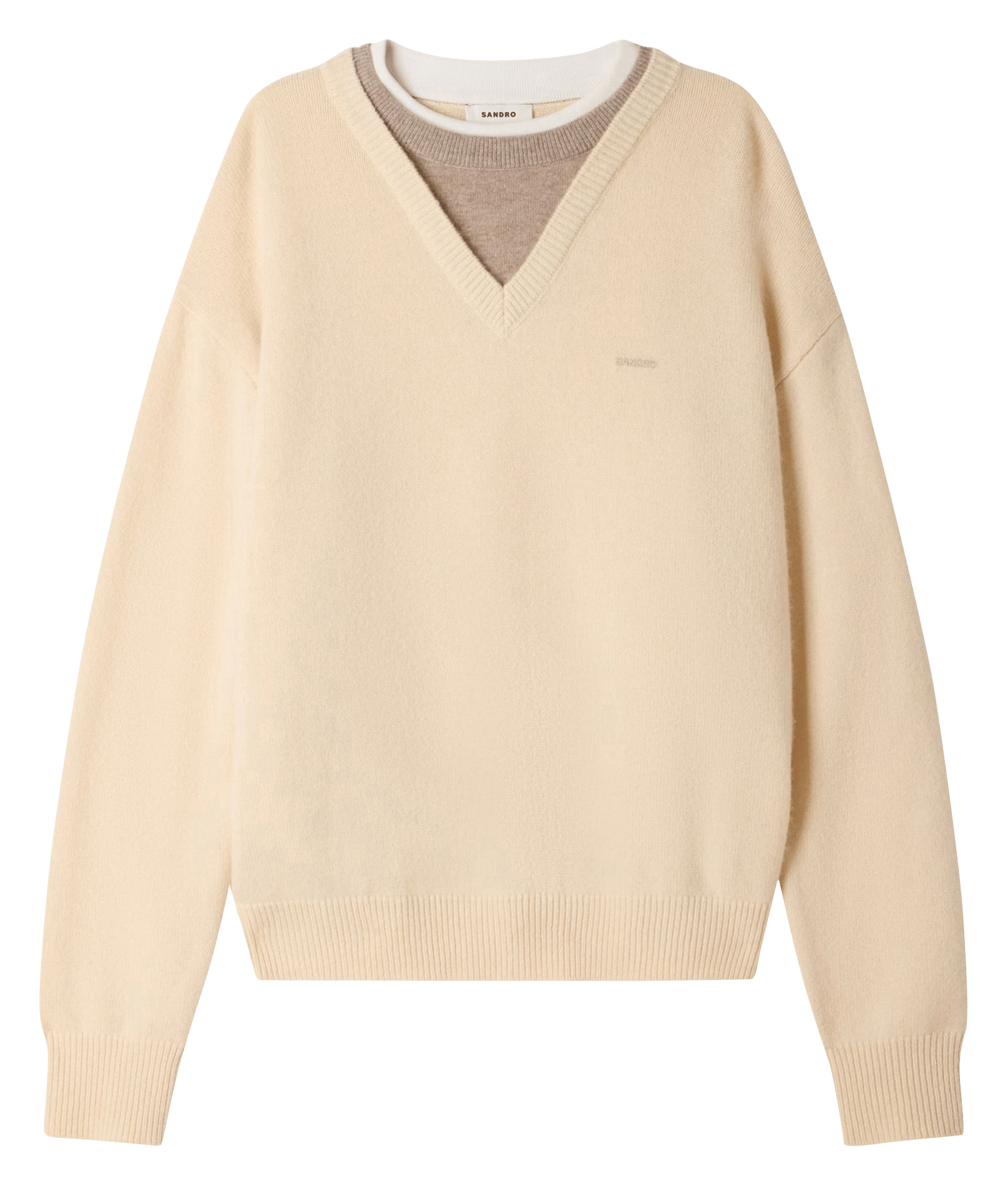 Trui van wolmix met V-hals | Beige SANDRO Dames