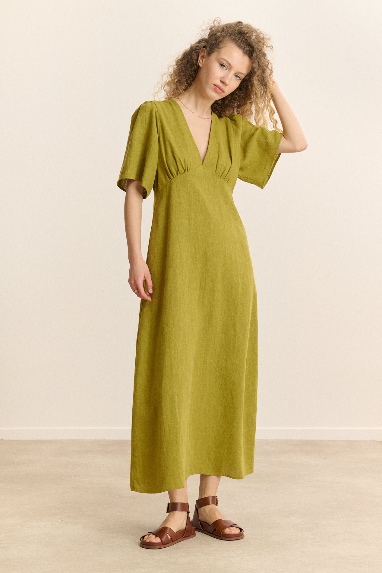 Robe midi manches courtes GARANCE PARIS Vert
