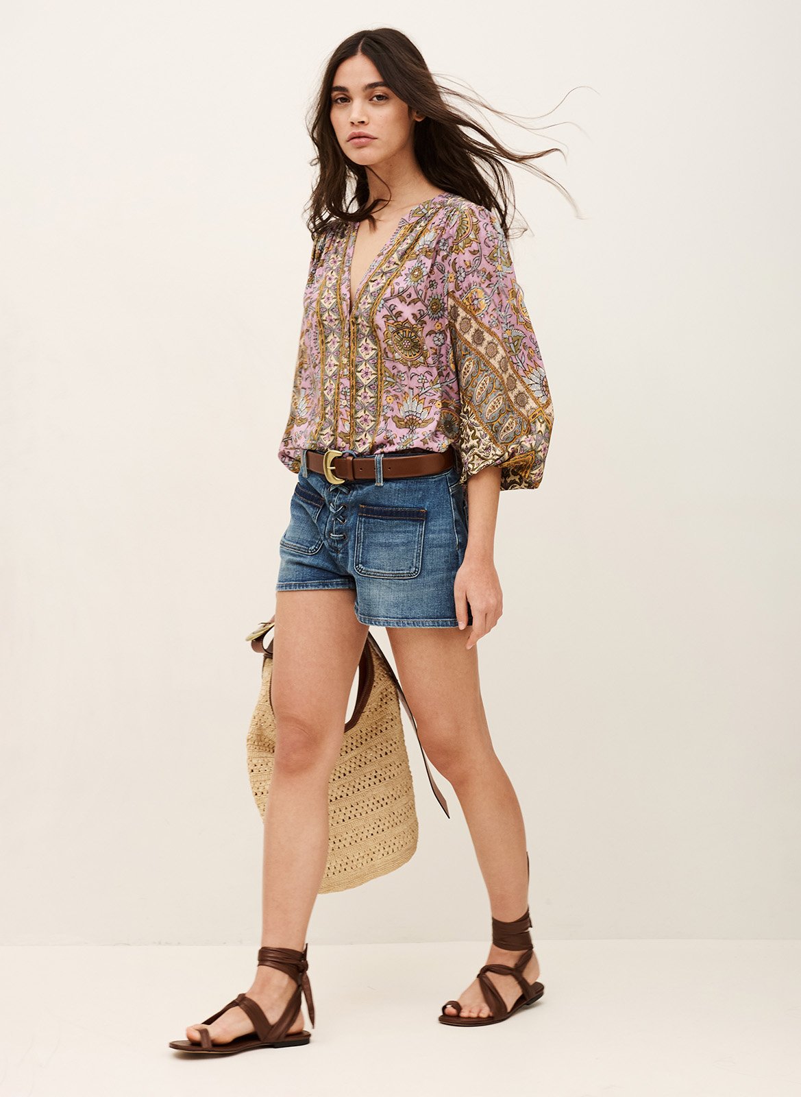 Blouse droite fluide imprimée BA&SH Violet