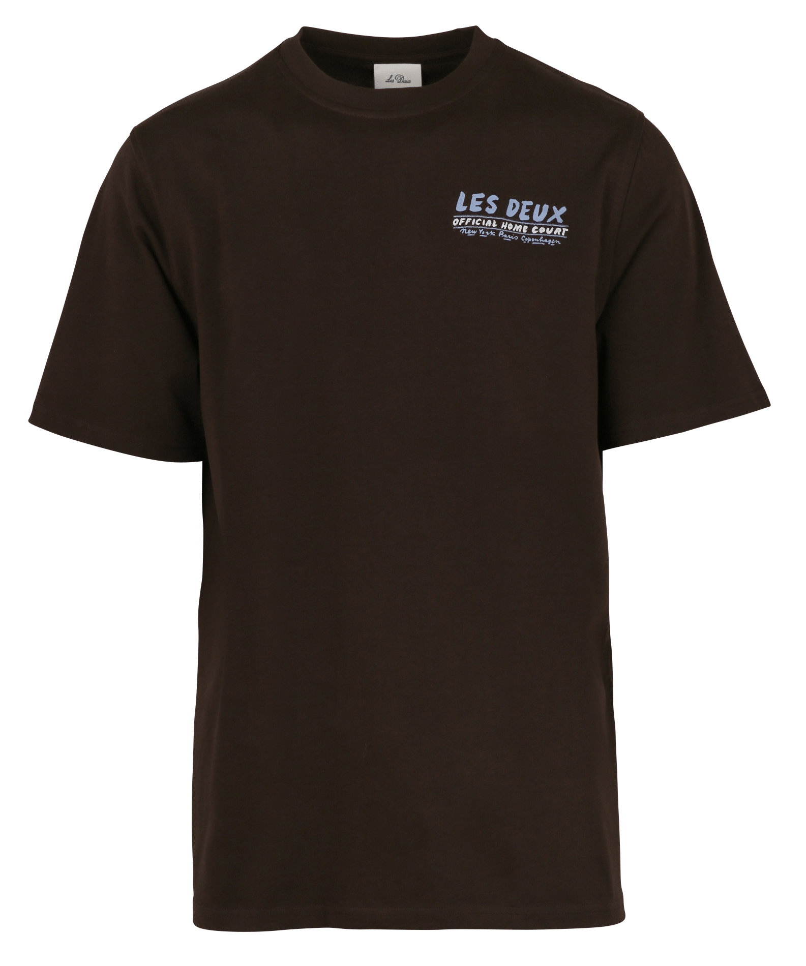 T-shirt met ronde hals, rechte pasvorm, biologisch katoen, borduursels en zeefdrukken LES DEUX Bruin
