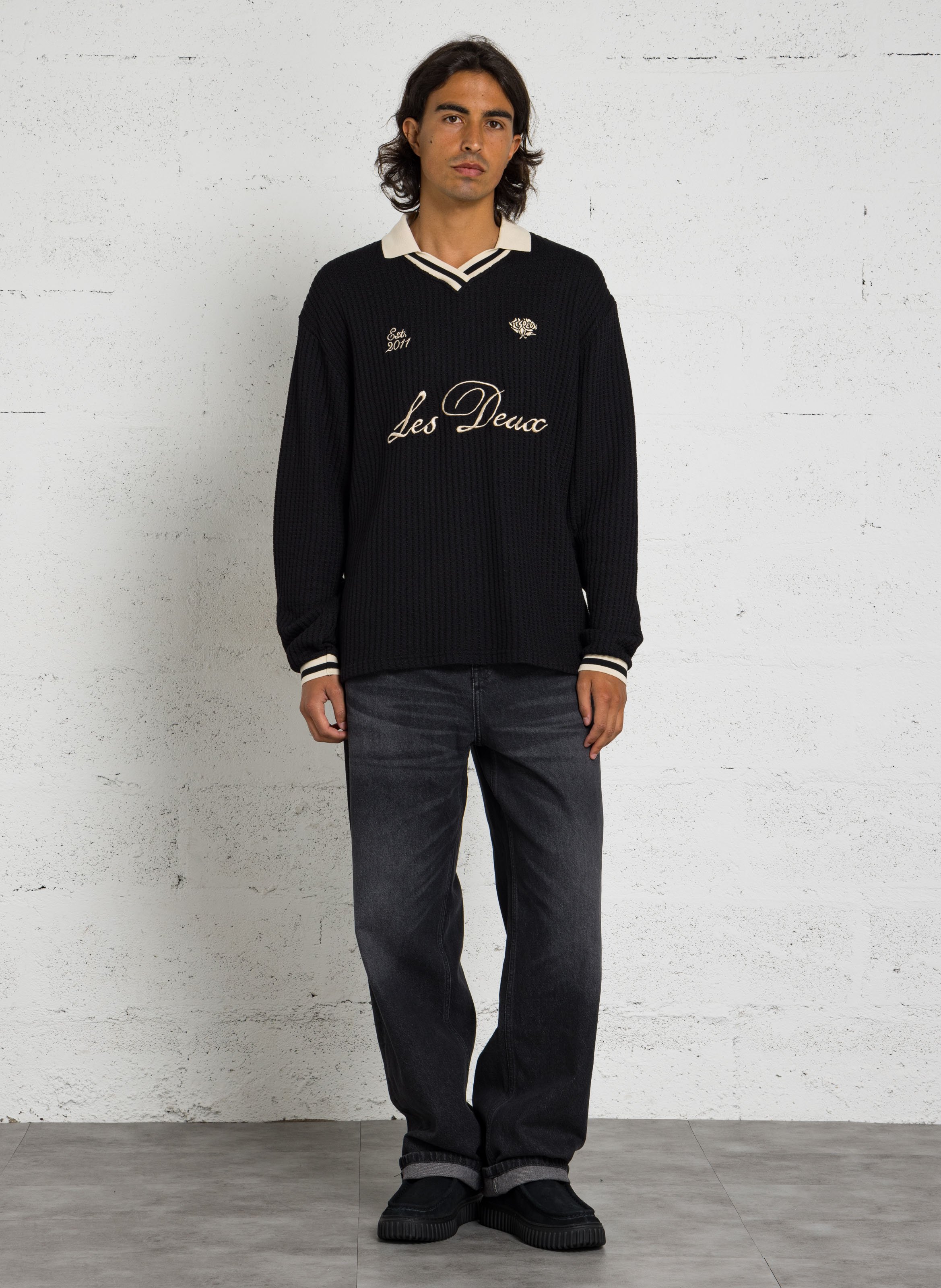 Pull oversize en coton mélangé LES DEUX Noir
