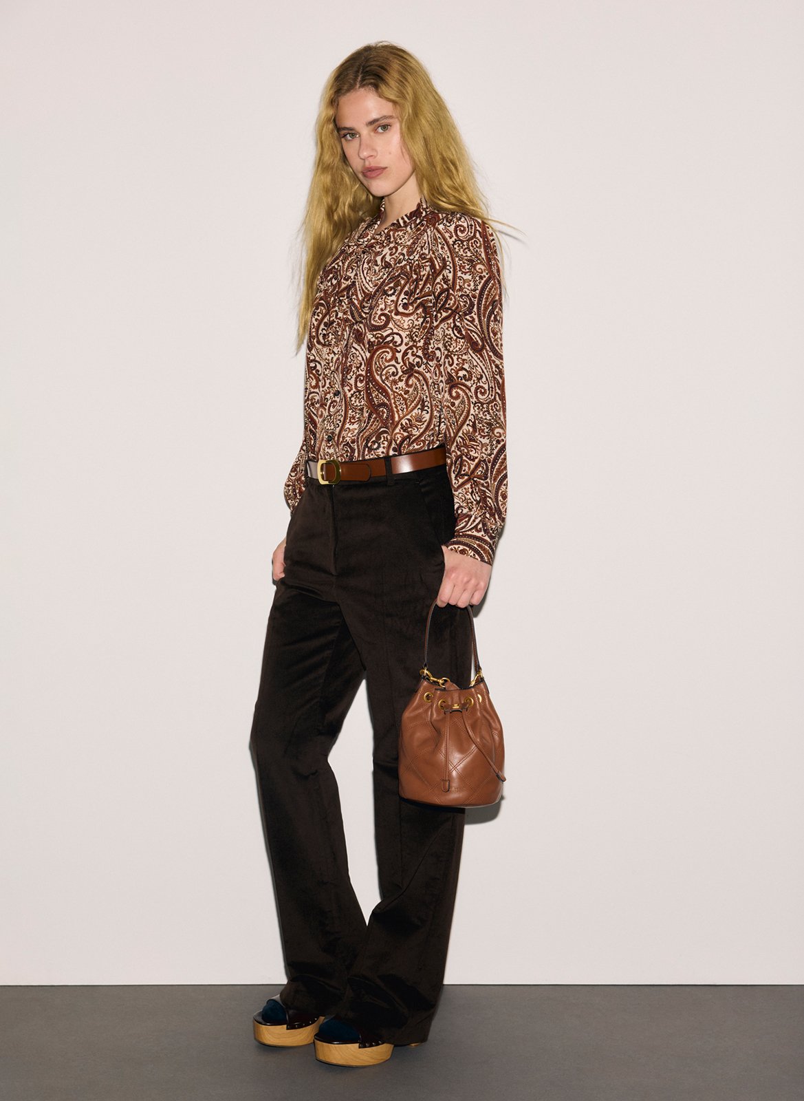 Chemise droite col lavallière GERARD DAREL Marron