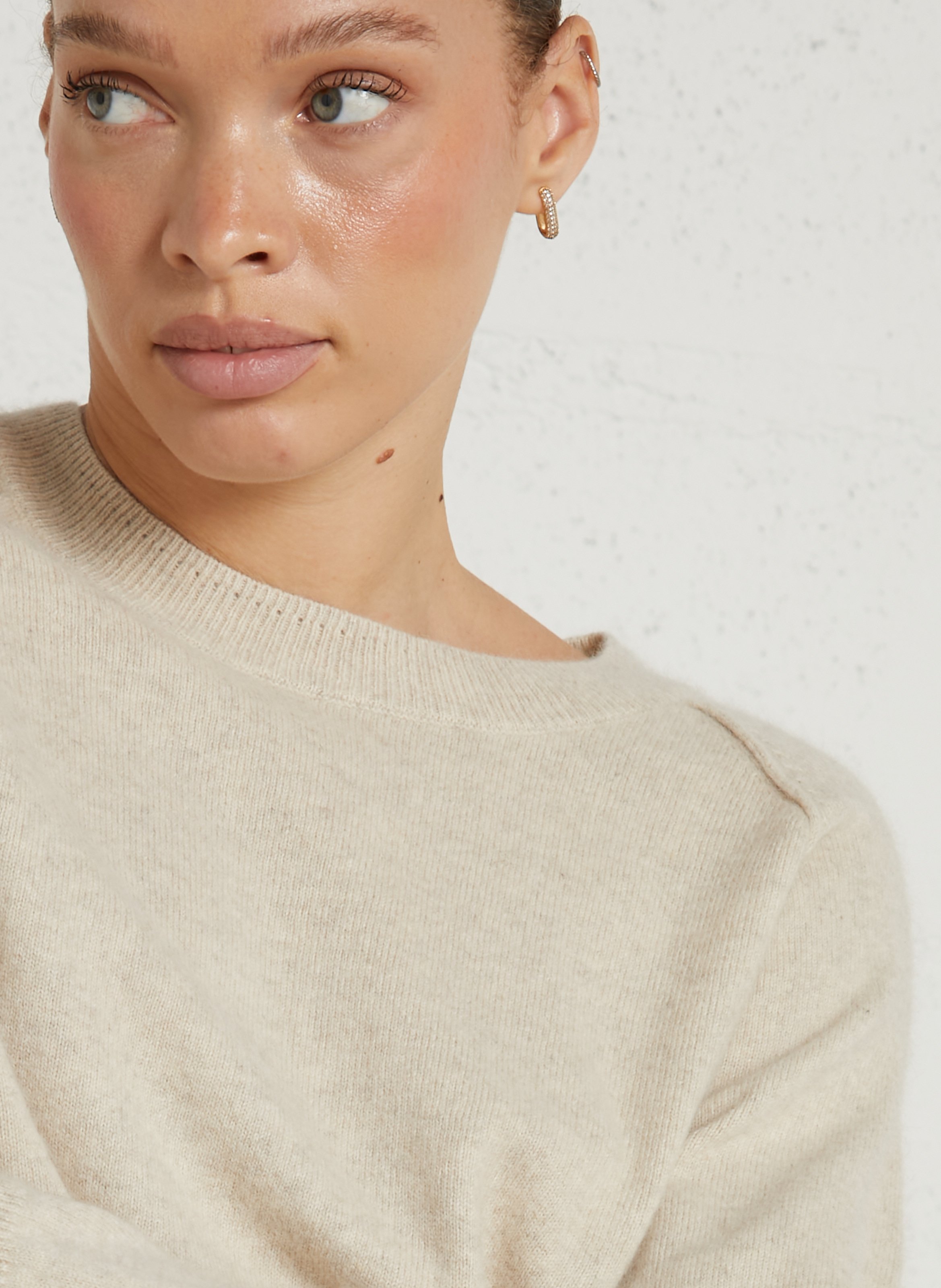 Pull col rond en laine mélangée BELLA JONES Beige