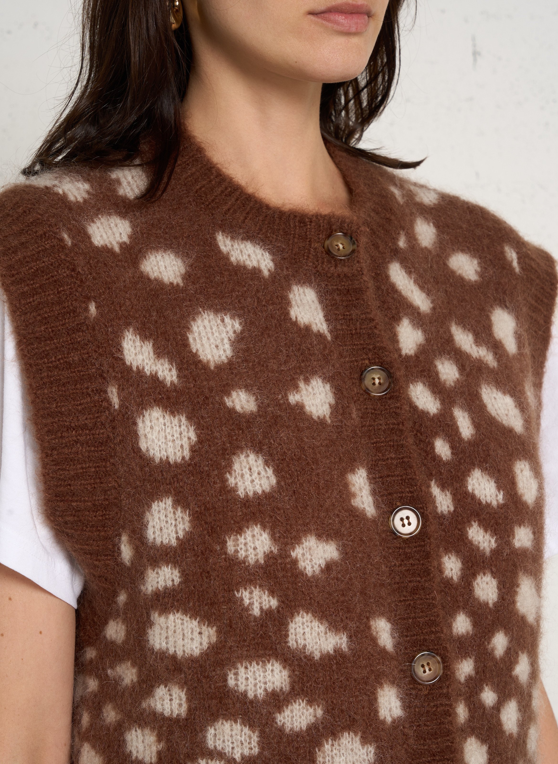 Vest van wolmix met ronde hals DES PETITS HAUTS Veelkleurig