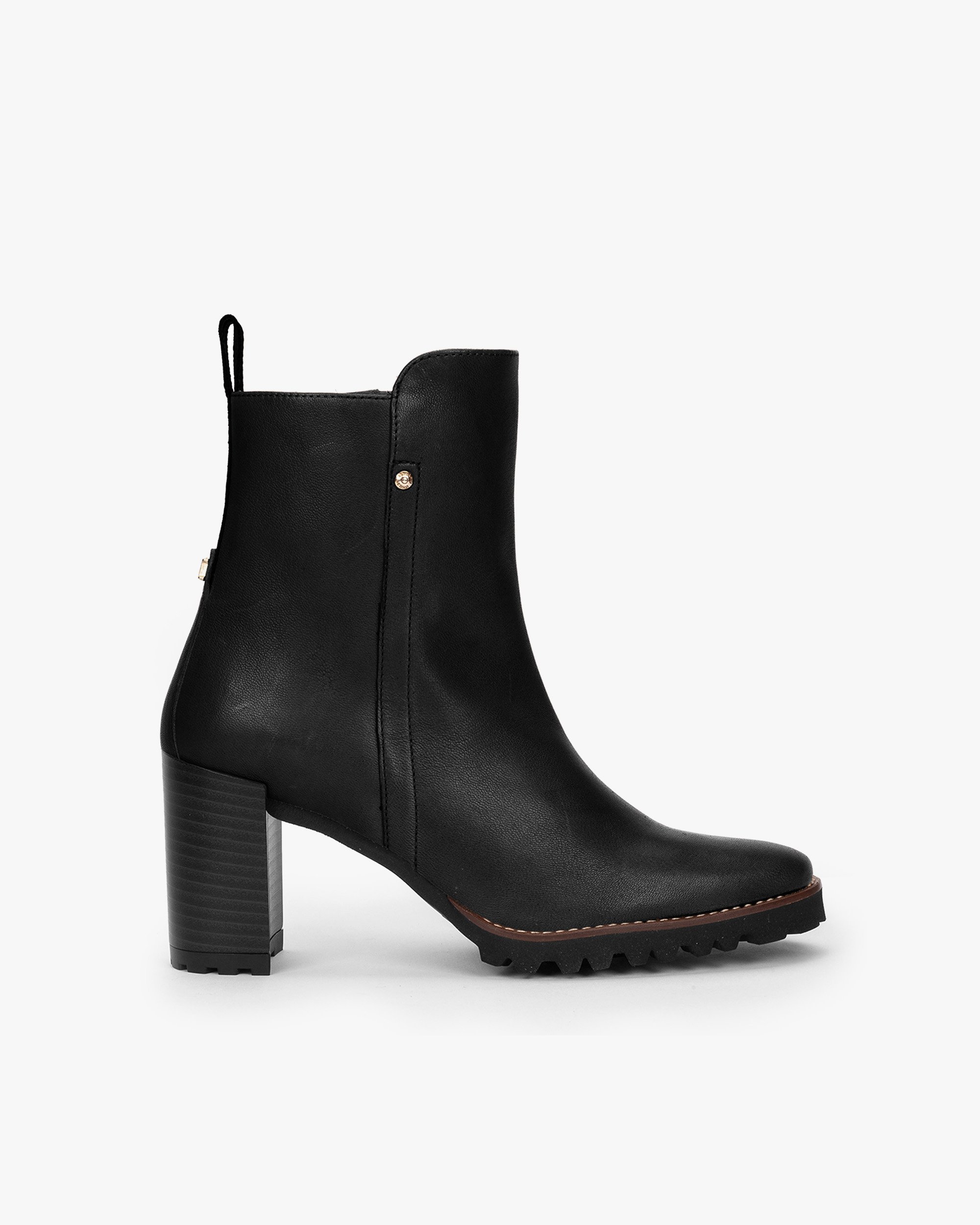 Black leather ankle boots. PEDRO MIRALLES Black