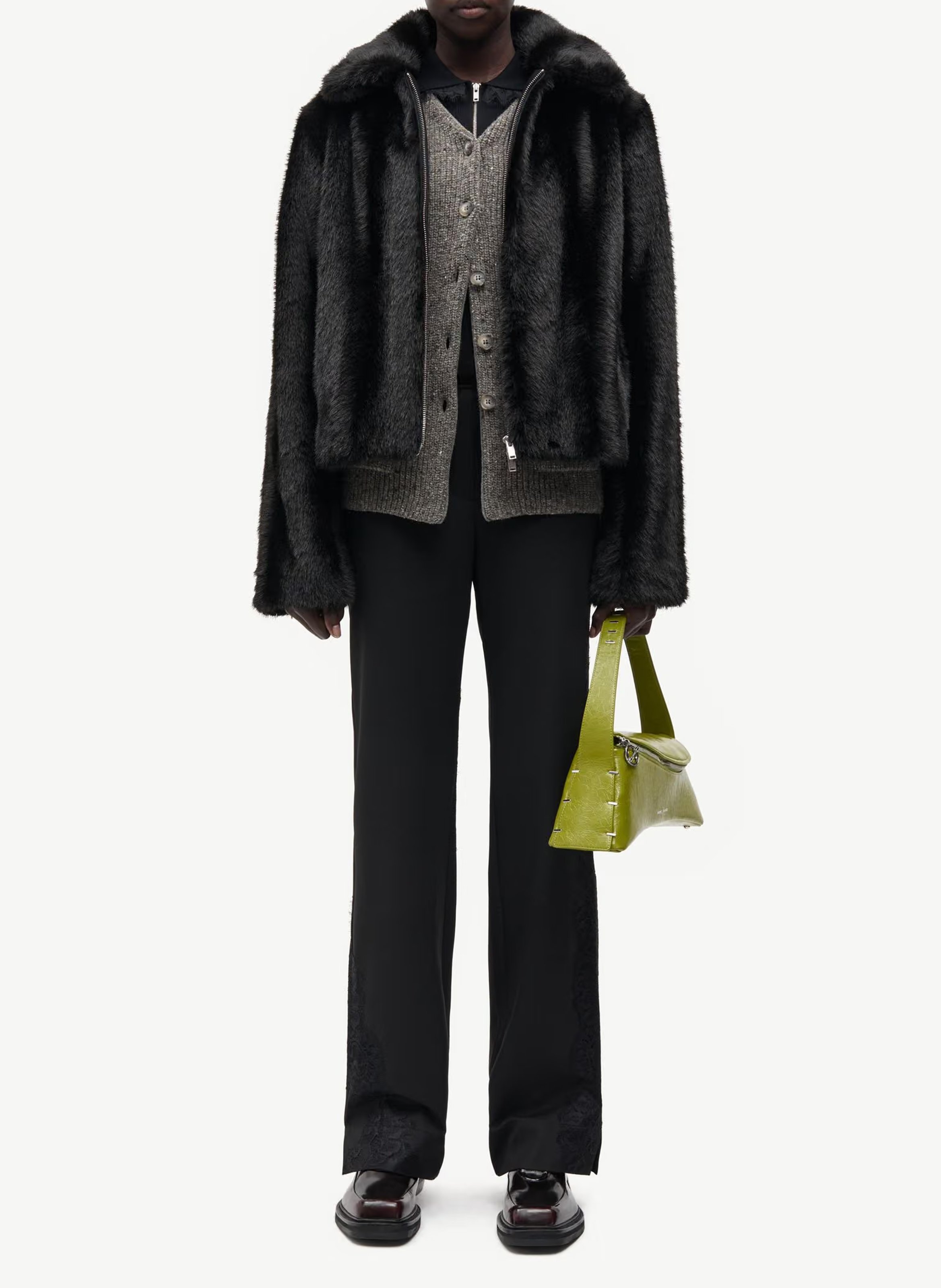 Veste droit col classique effet fourrure SAMSOE SAMSOE Noir
