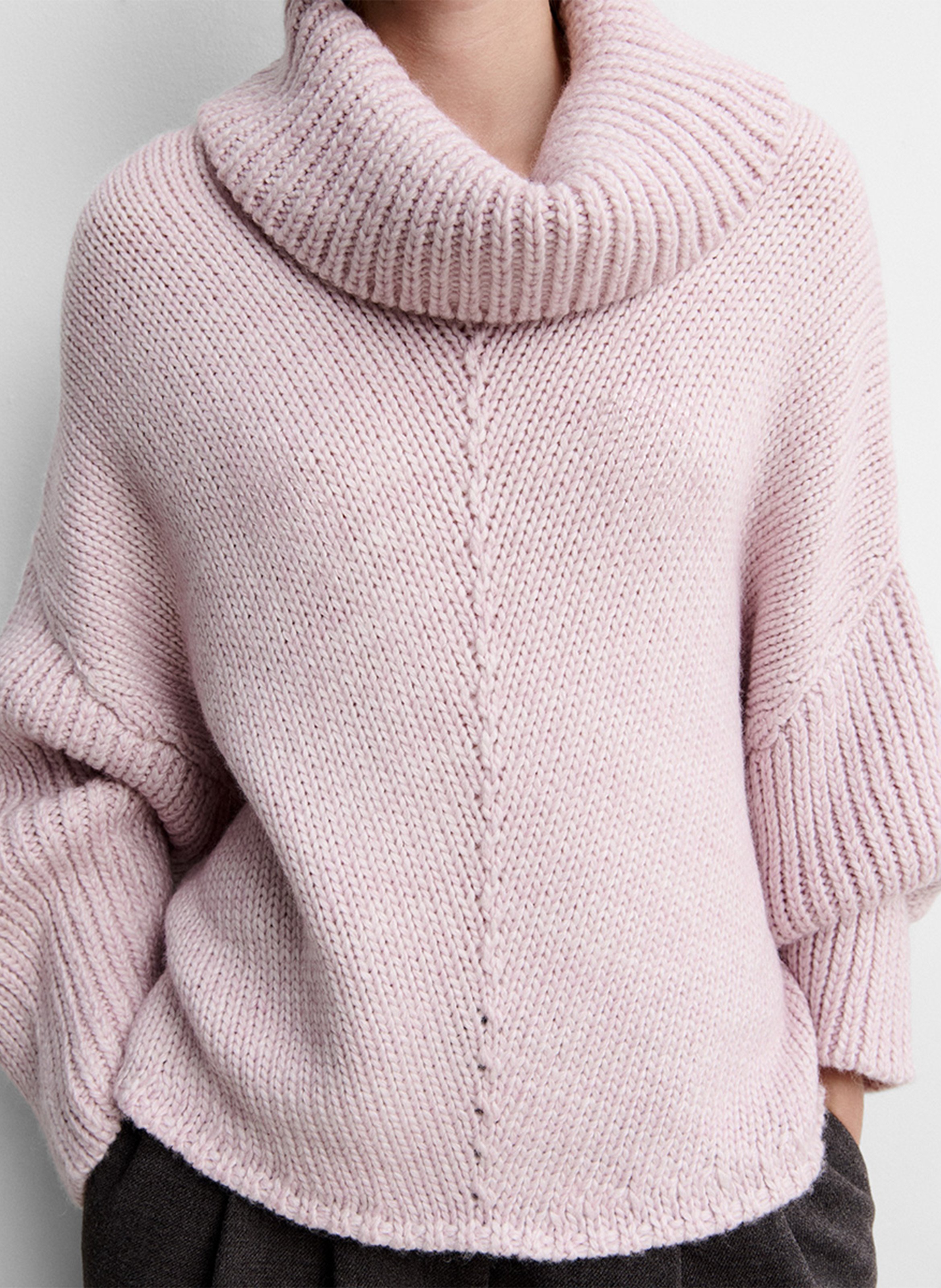 Pull col roulé ample uni SIMORRA Rose