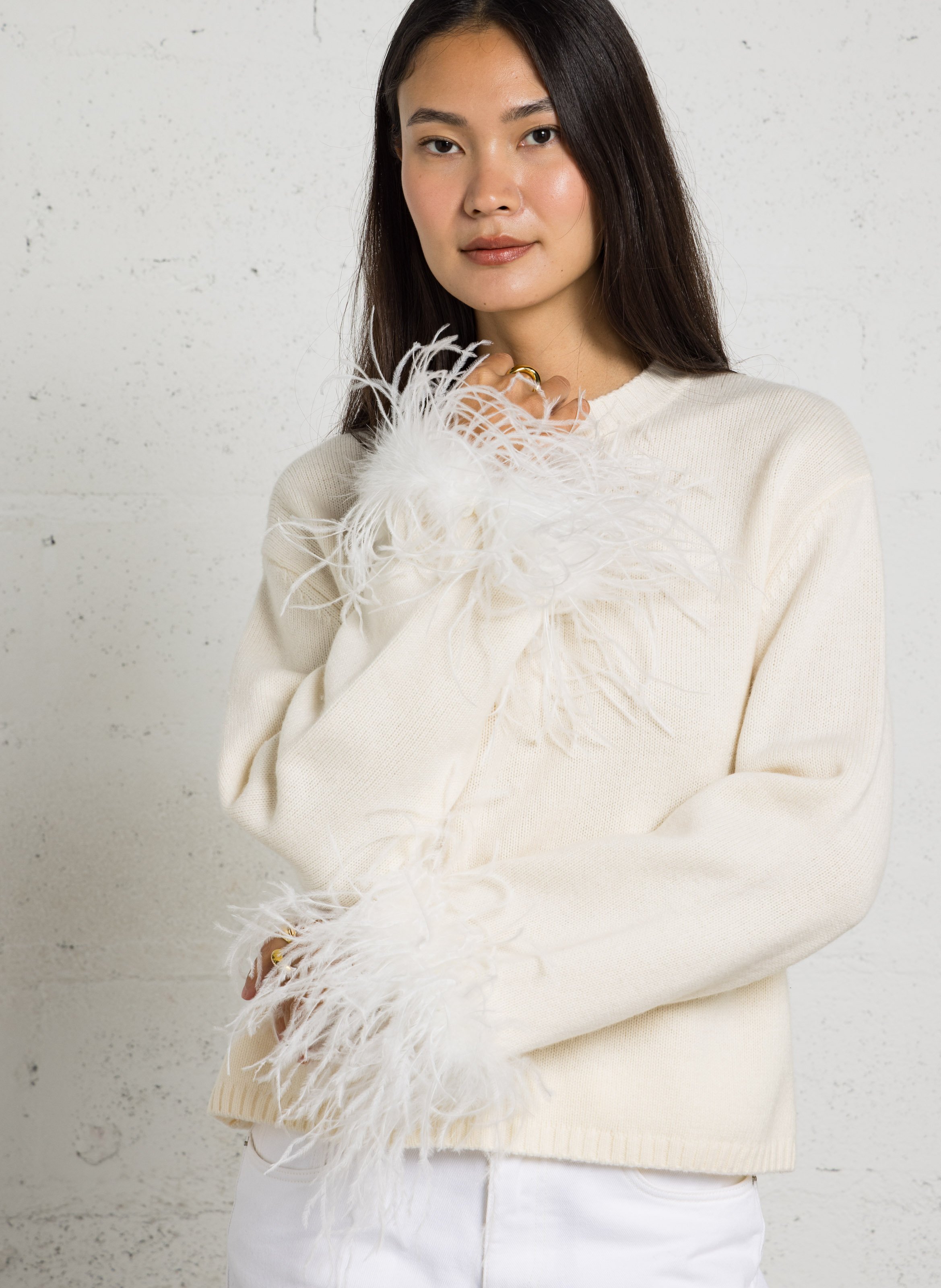 Oversized, wollen trui BERENICE Wit