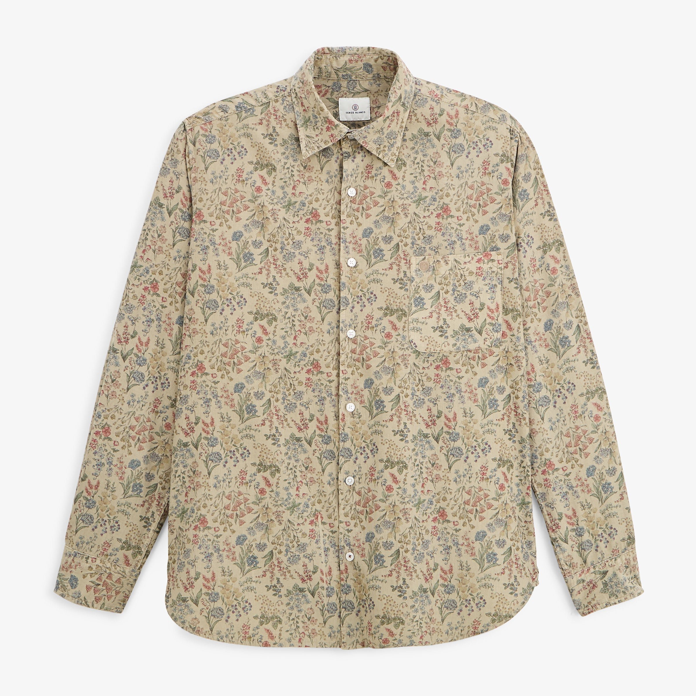 Long-sleeved floral print corduroy shirt SERGE BLANCO Beige