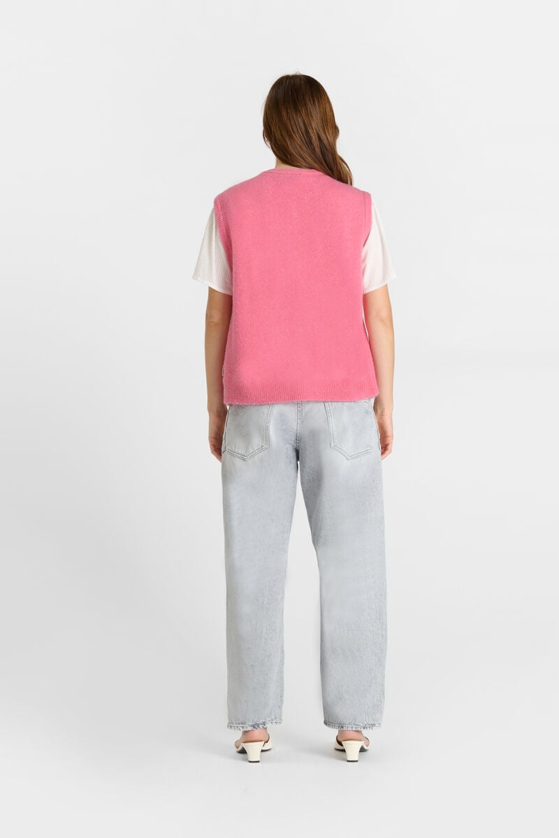 Round neck buttoned cardigan LE TEMPS DES CERISES Pink