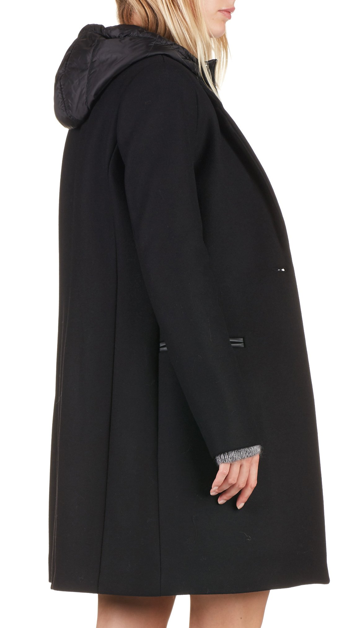 Manteau à capuche en drap de laine IKKS Noir
