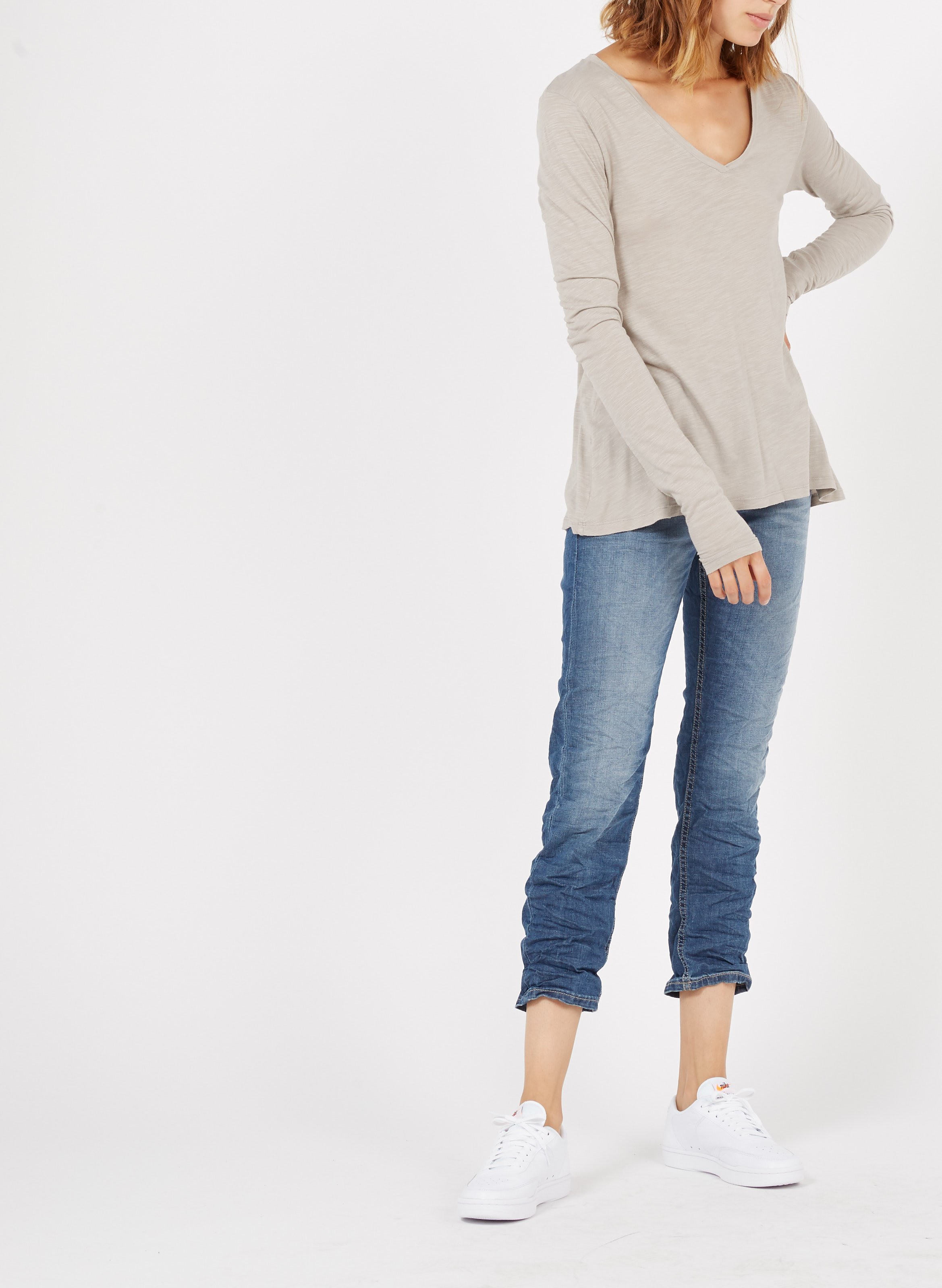 Jean cropped délavé PLEASE Bleu