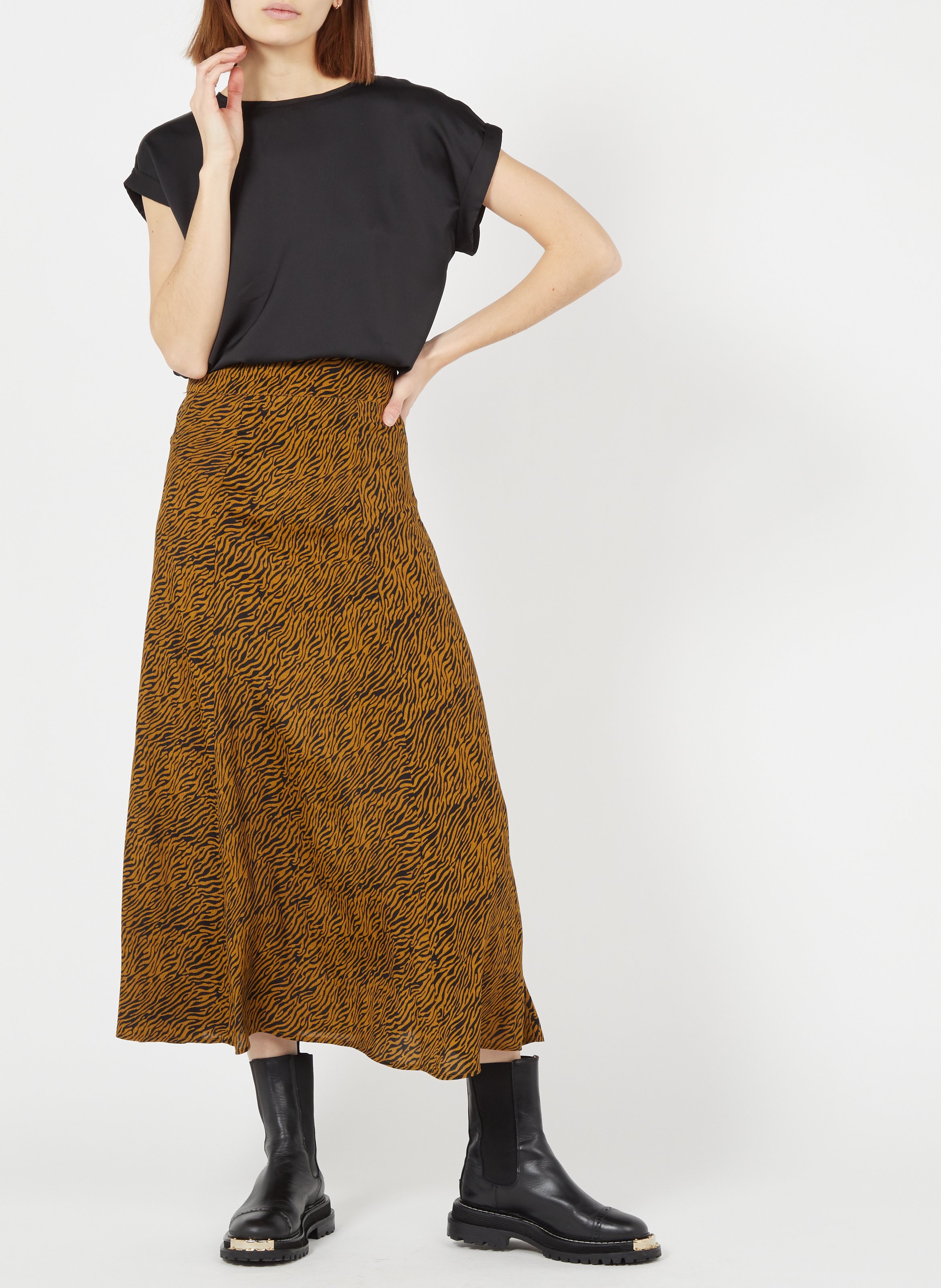 Fluid round-neck recycled polyester top VILA Black